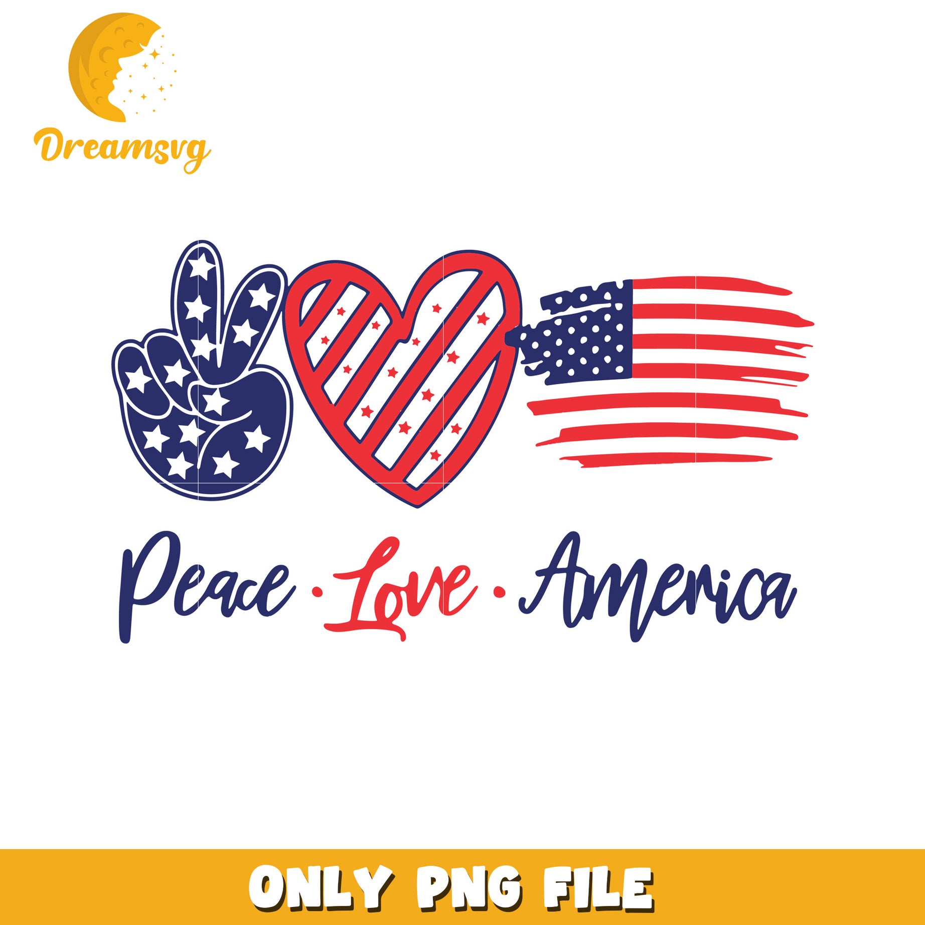 Peace love american design png,  red white and blue png, peace sign png