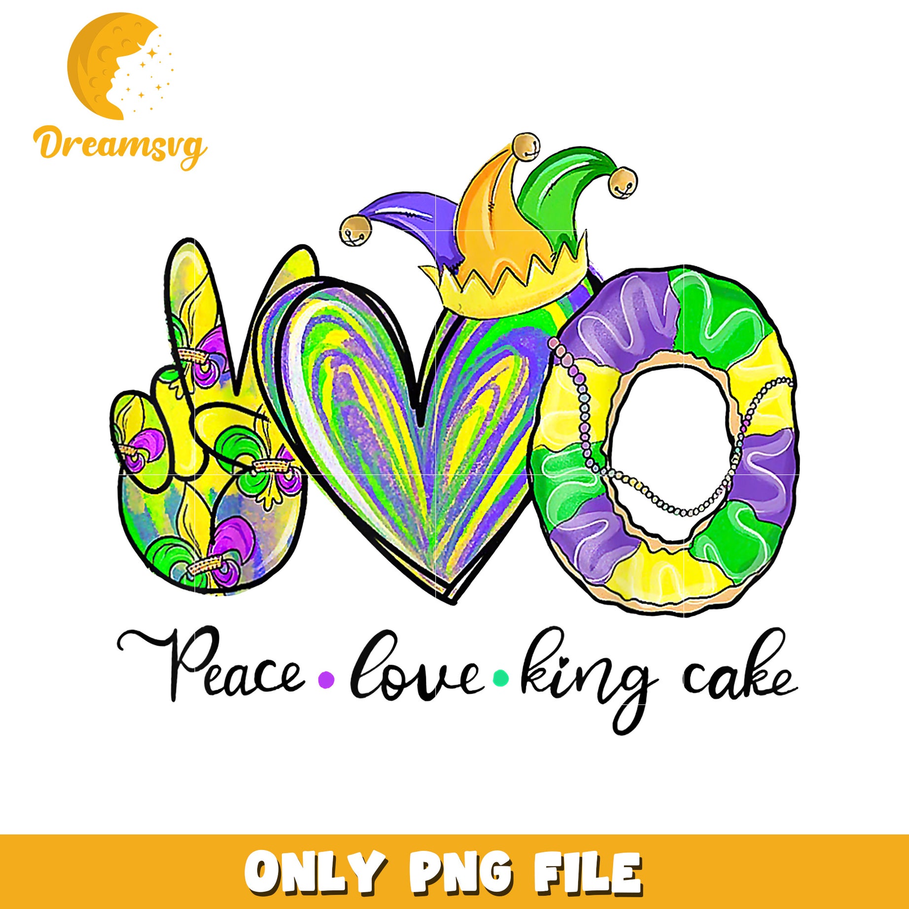 Peace love king cake mardi gras png, mardi gras king cake png