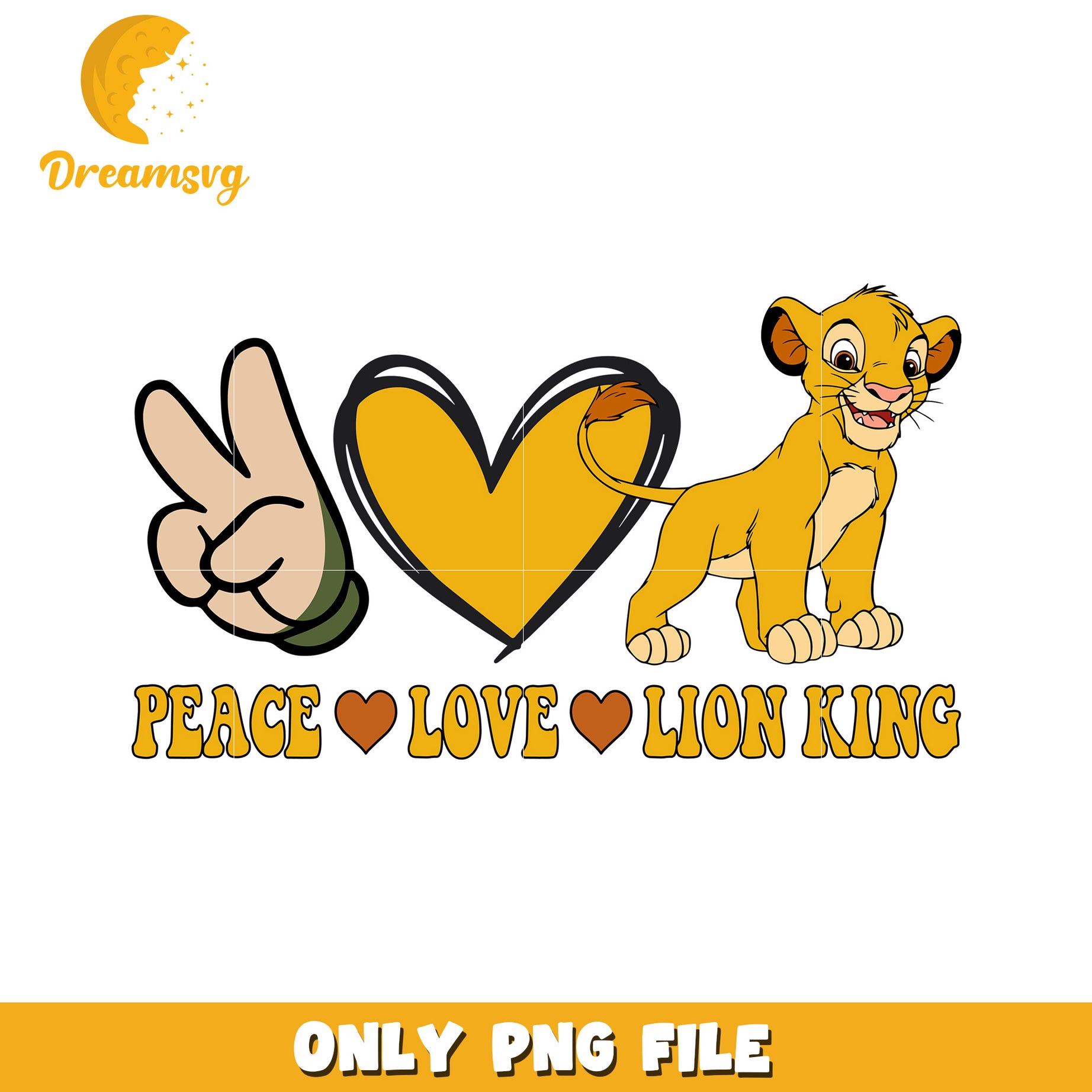 Peace love lion king png, lion king peace png, simba love png