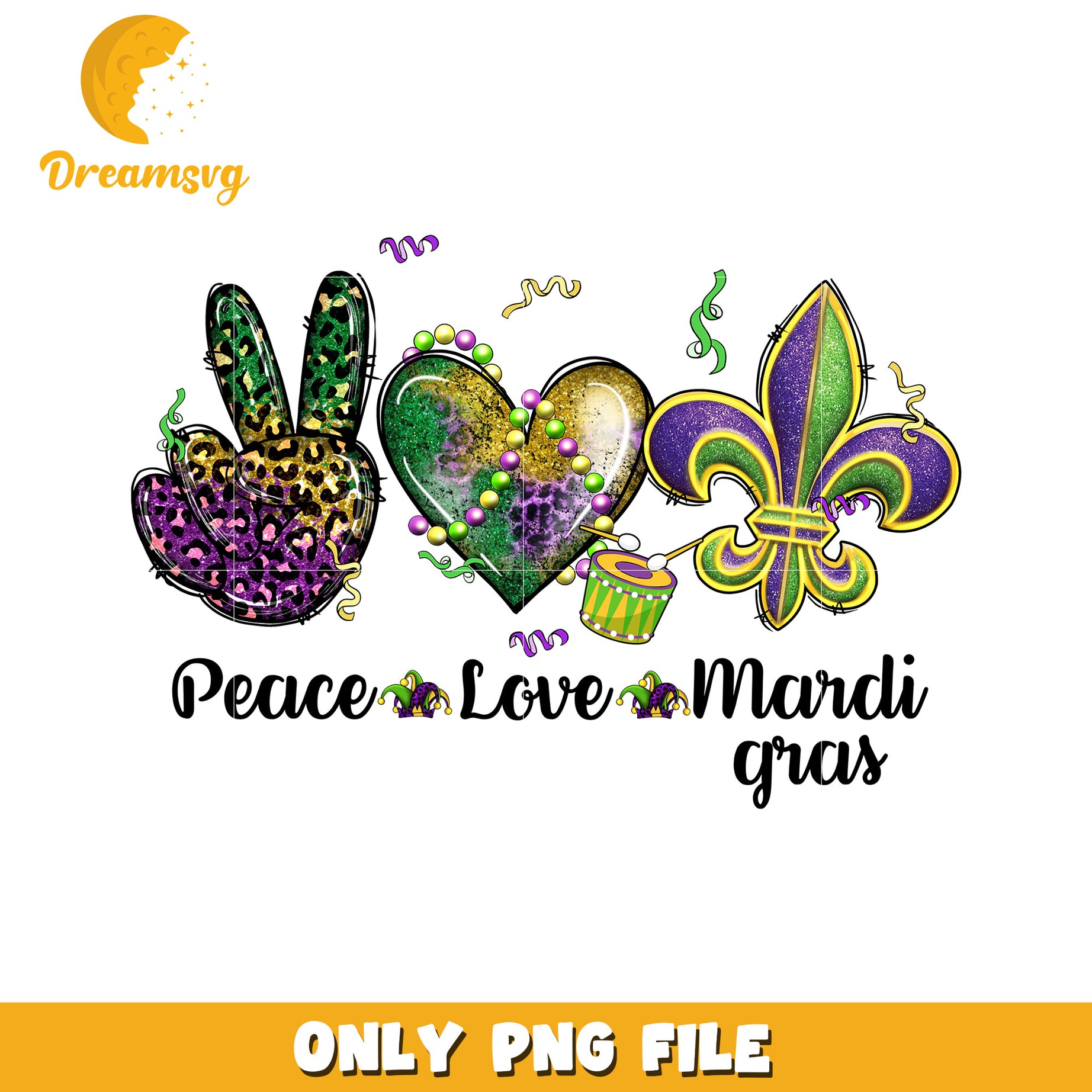 Peace love mardi gras day png, new orleans mardi gras png