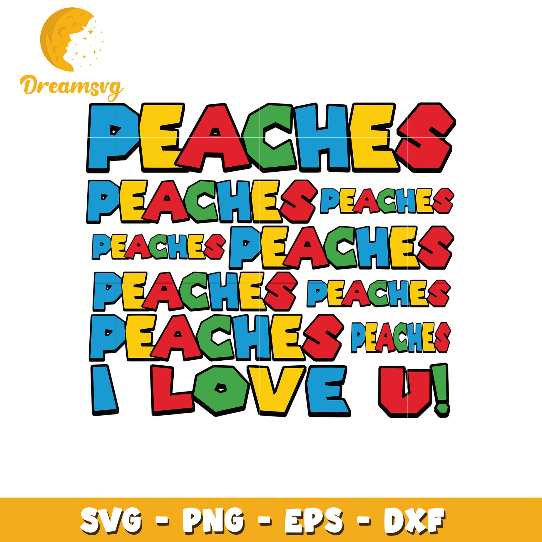 Peaches I Love U SVG PNG EPS DXF