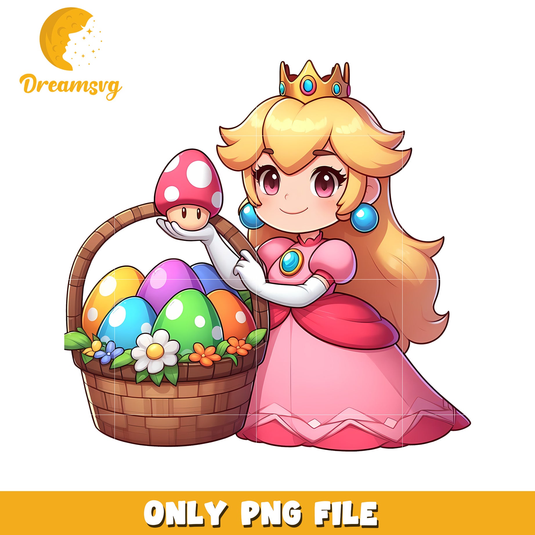 Peach princess and toad easter eggs png, easter eggs png, mario png