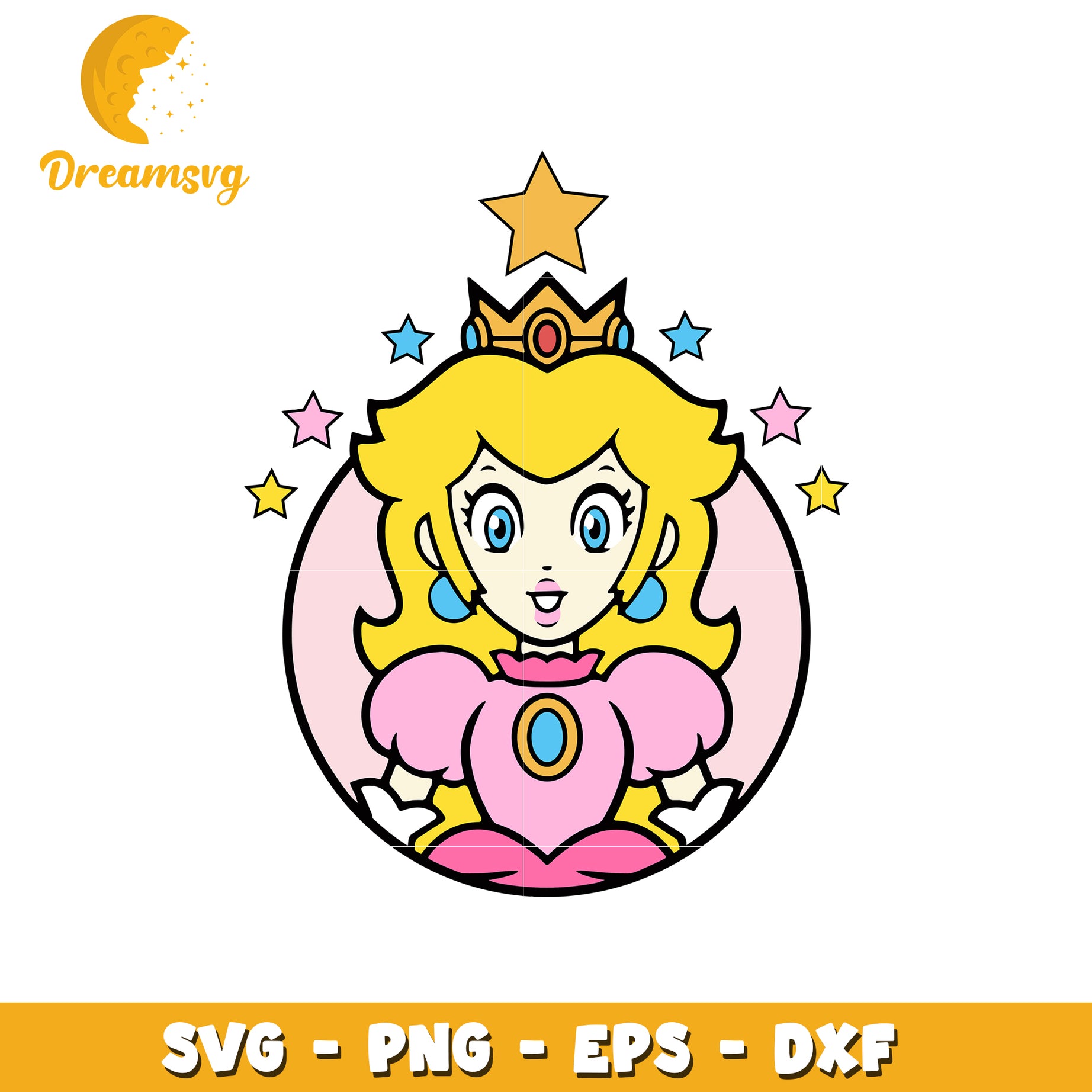 Peach princess svg, super mario character svg, super mario svg