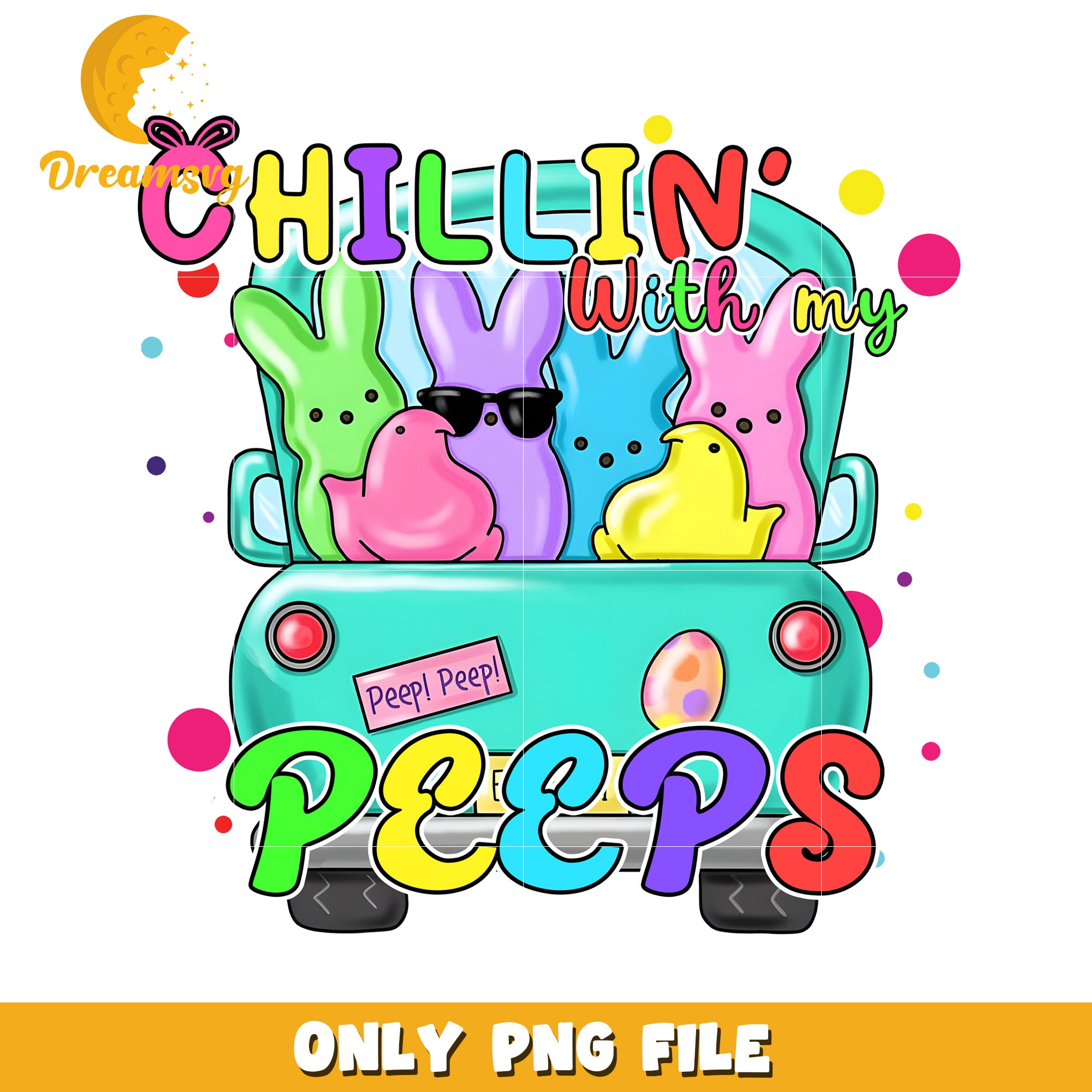 Peeps Easter Truck PNG Design