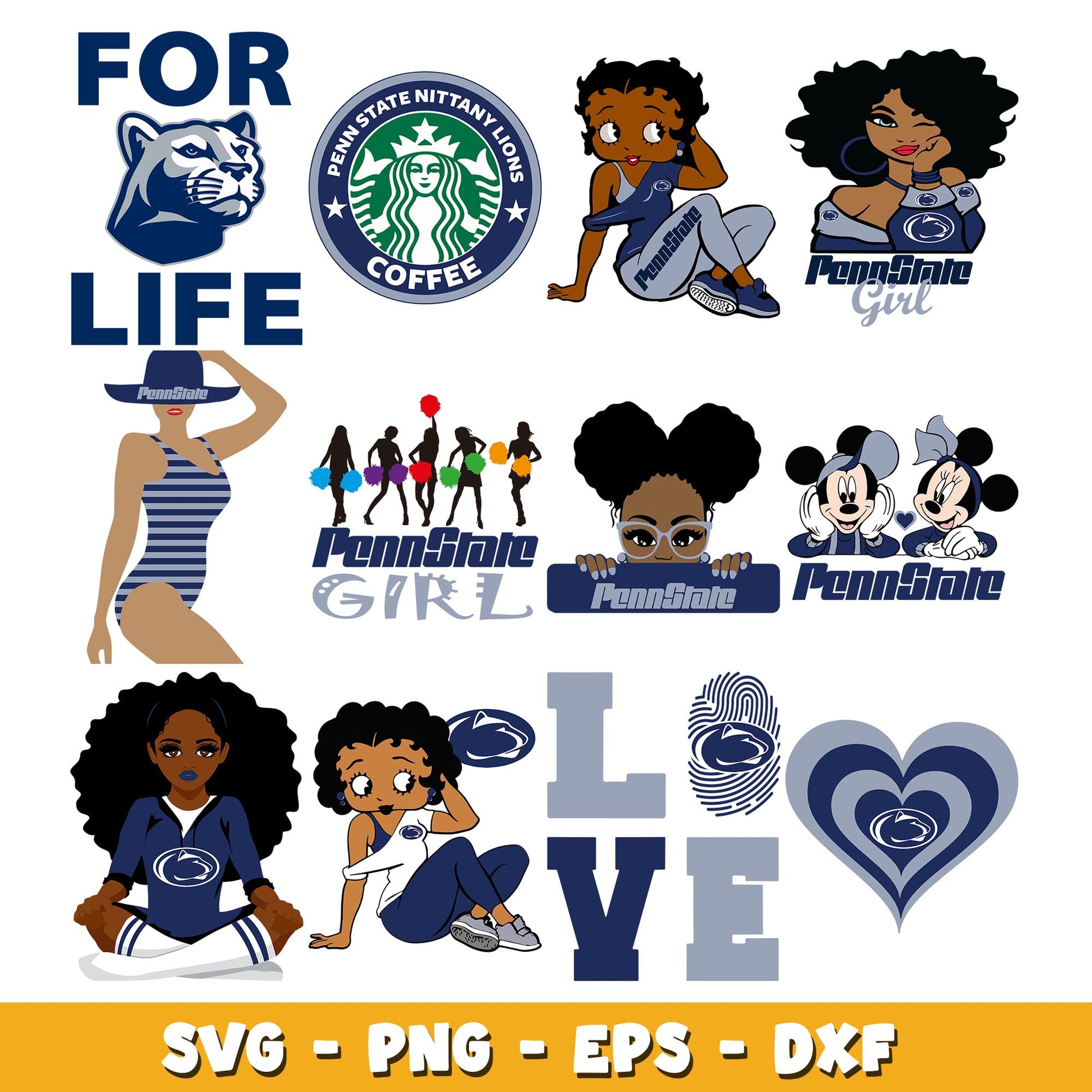 Penn State Nittany Lions girl Bundle svg, Penn State Nittany Lions logo svg, ncaa svg  