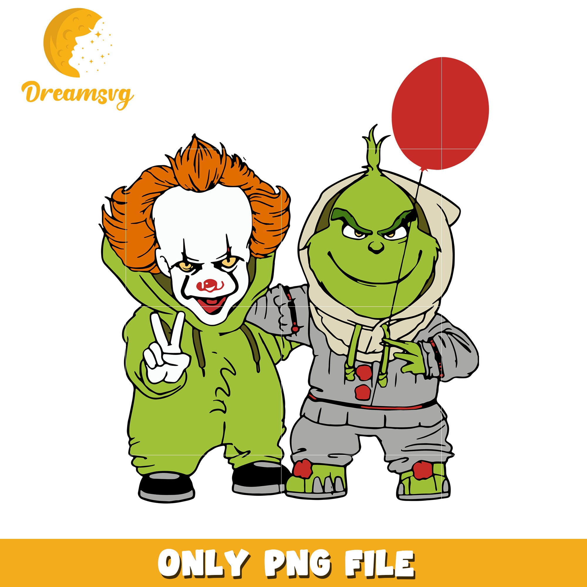 Pennywise and grinch png, grinch happy png, merry christmas png