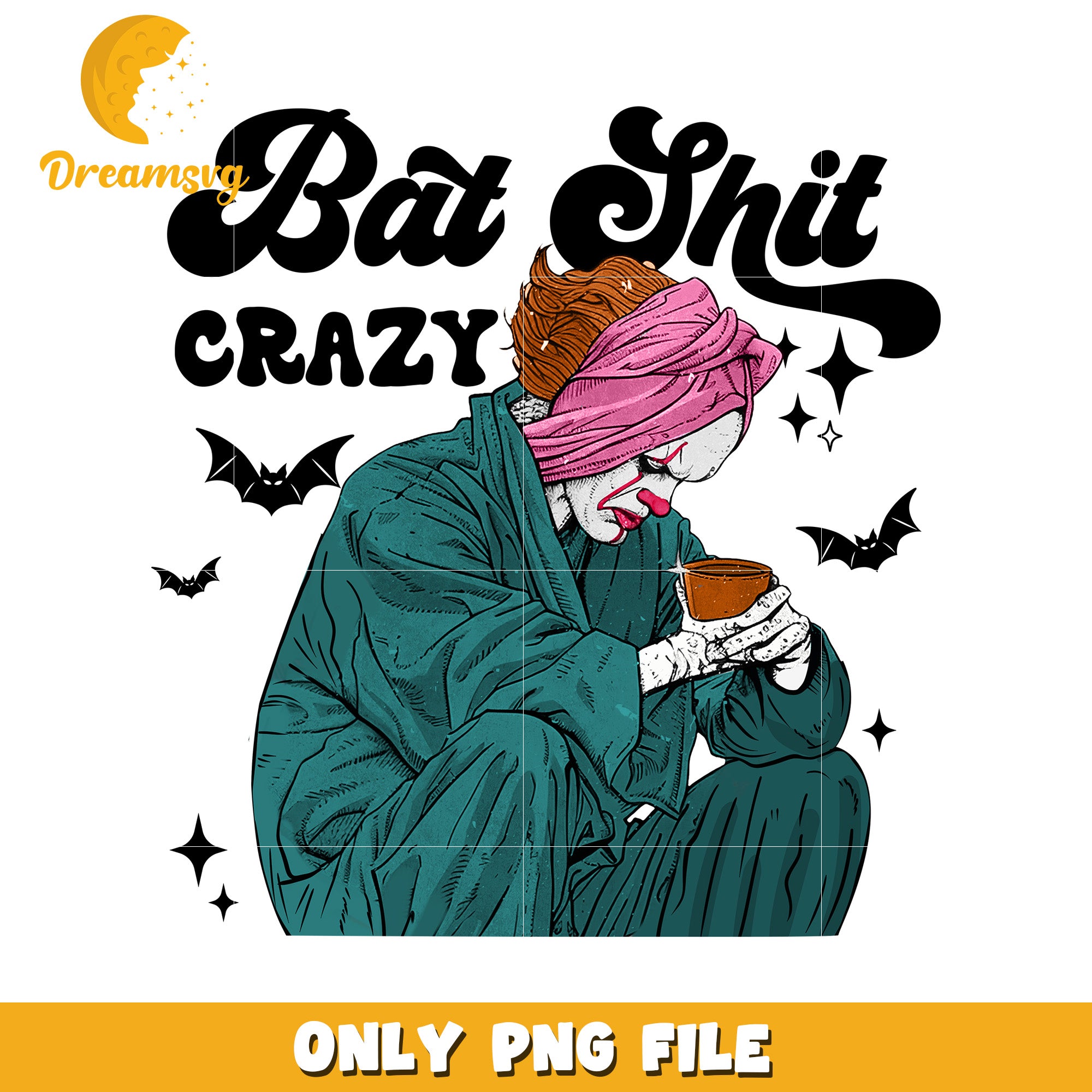 Pennywise bat shit crazy design png, horror characters png, horror cartoons png
