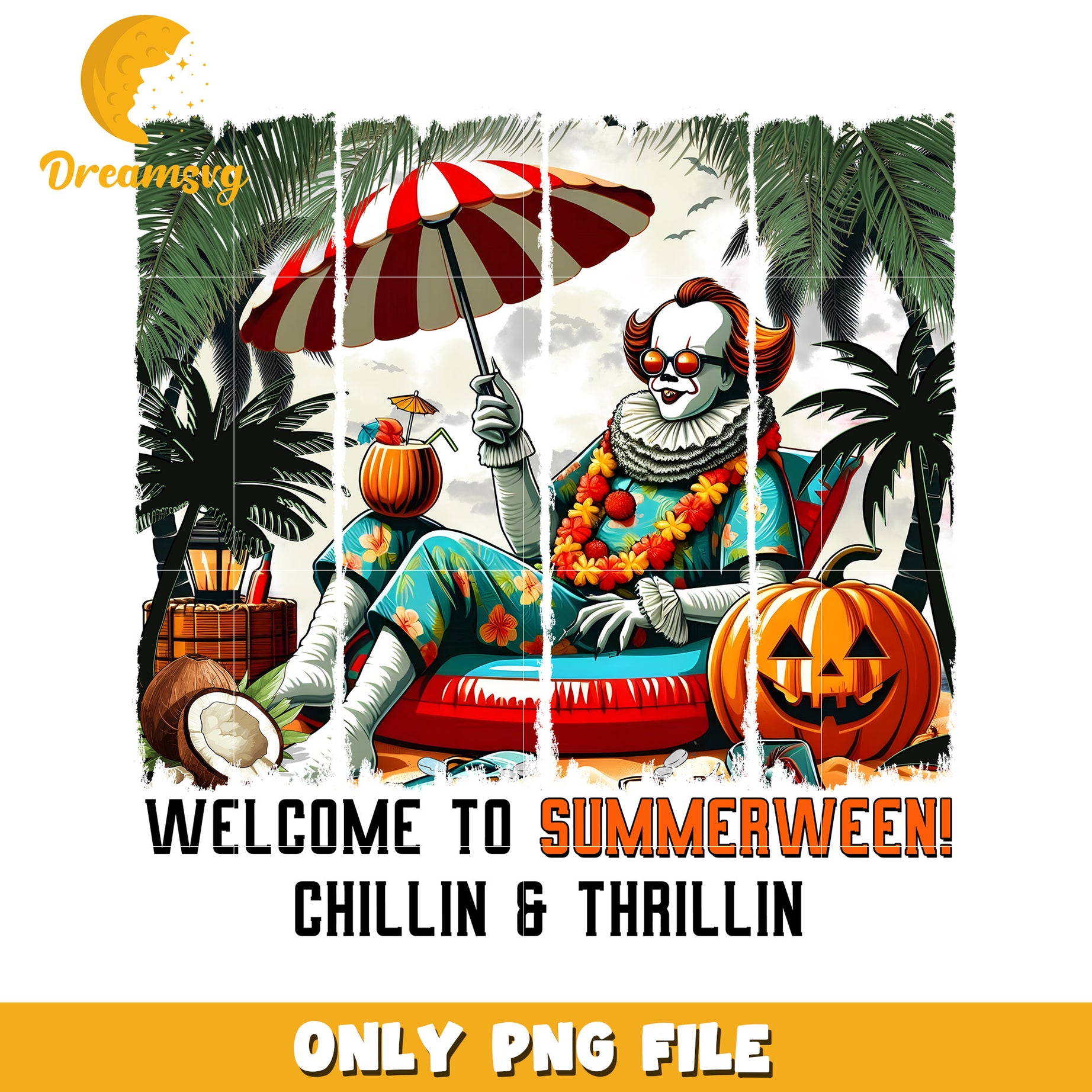 Pennywise summer vacation png, summer tiem  png, horror movie png