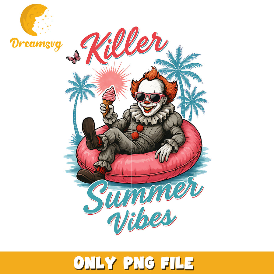 Pennywise summer vibes png, halloween png, halloween toys png