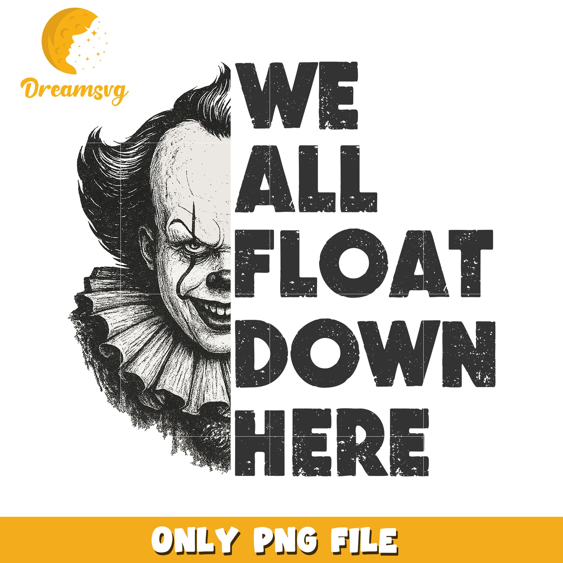 Pennywise we all float down here black png, it horror movie png