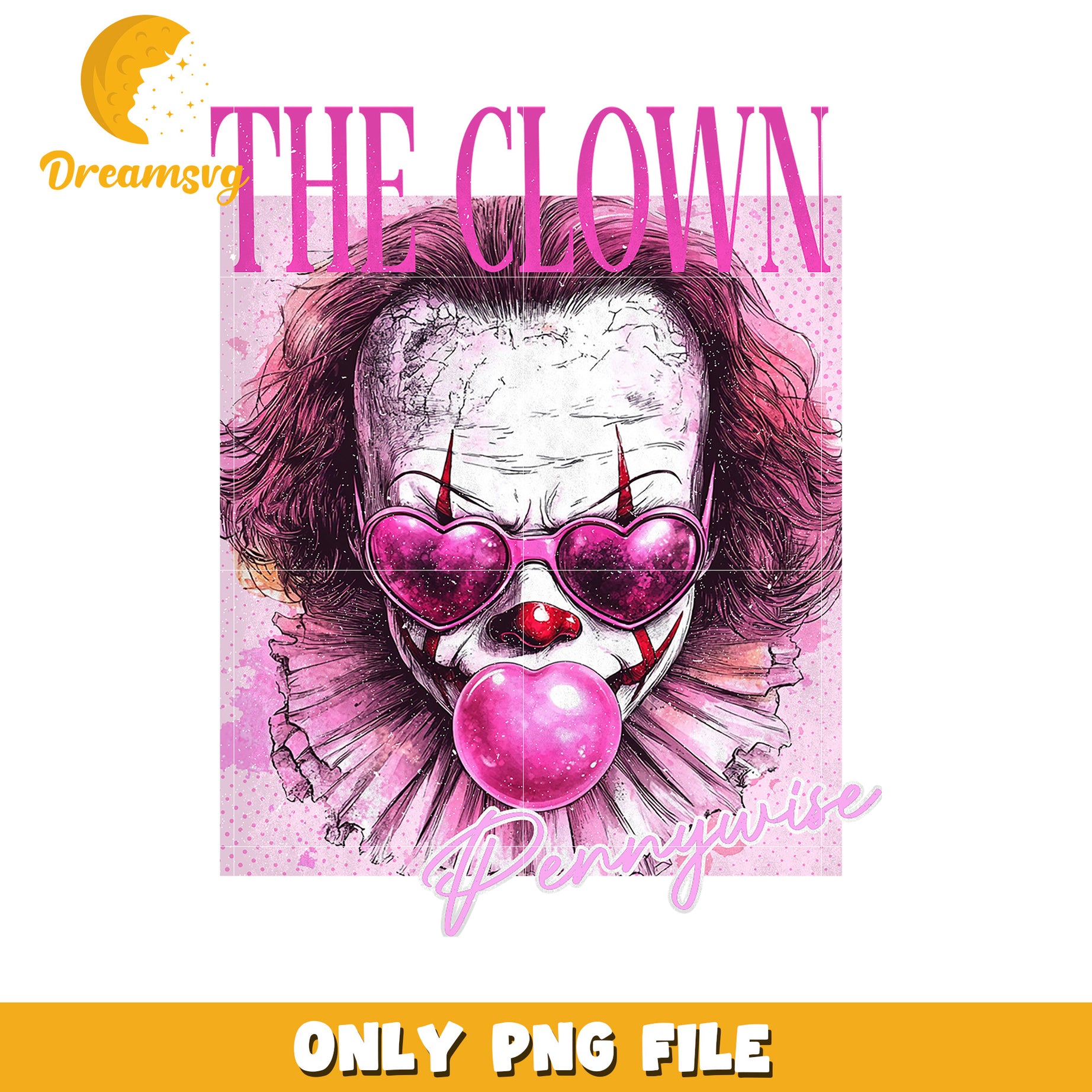 Pennywise we all float down here pink png, it horror movie png