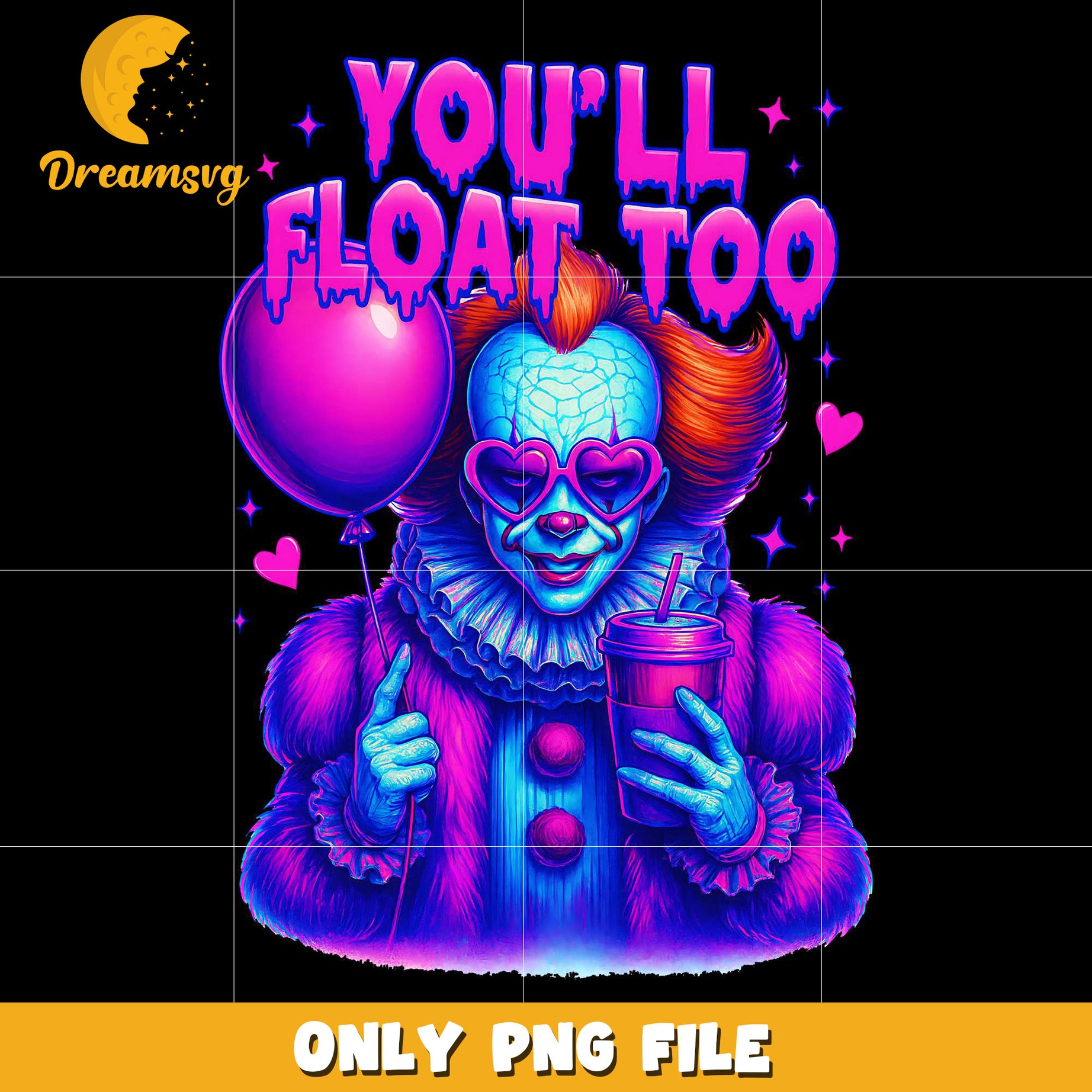 Pennywise you'll float too png, halloween pumpkin png, spooky halloween​​ png