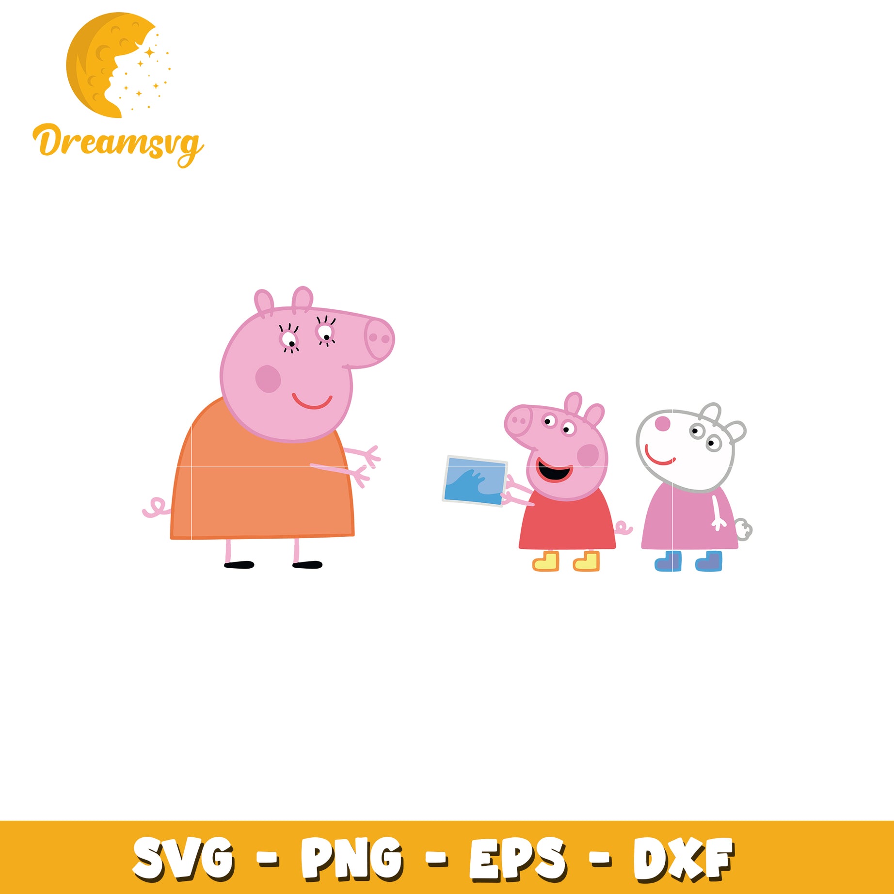 Peppa Pig Family SVG PNG EPS DXF