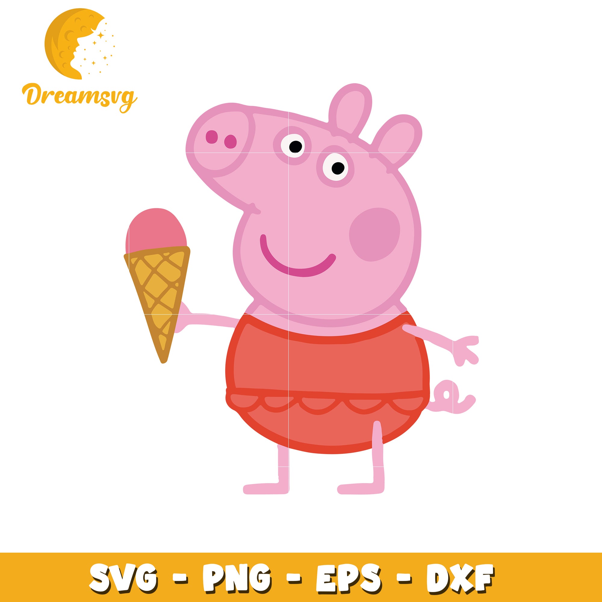 Peppa Pig Ice Cream SVG PNG EPS DXF Files