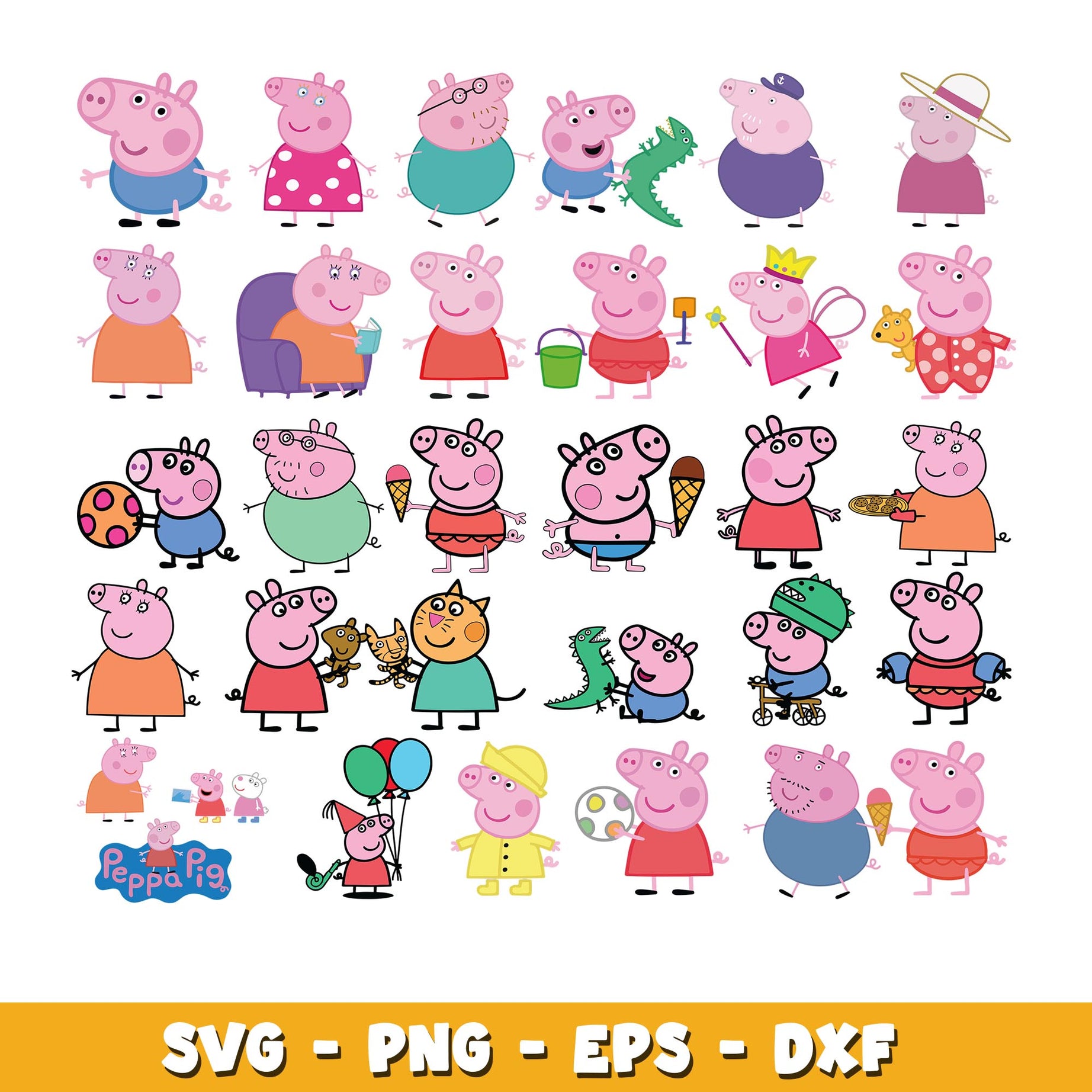 Peppa Pig  and friends  svg, Peppa Pig bundle svg, cartoon svg 