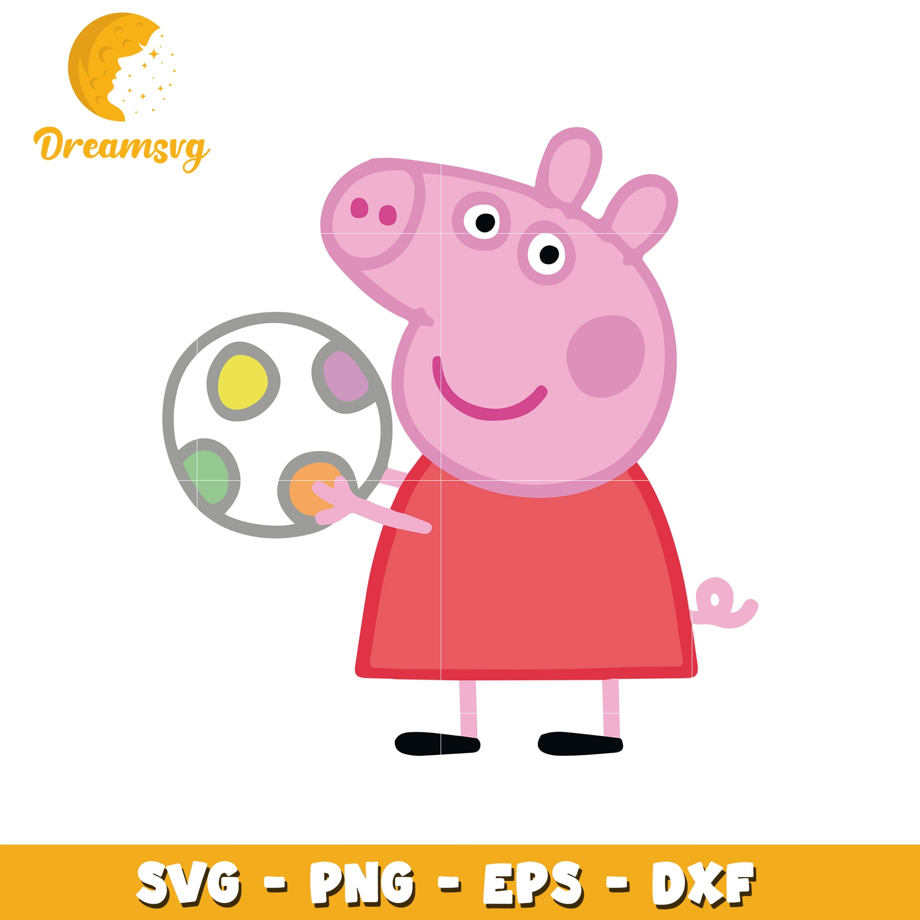 Peppa Pig SVG Soccer Ball PNG, EPS, DXF