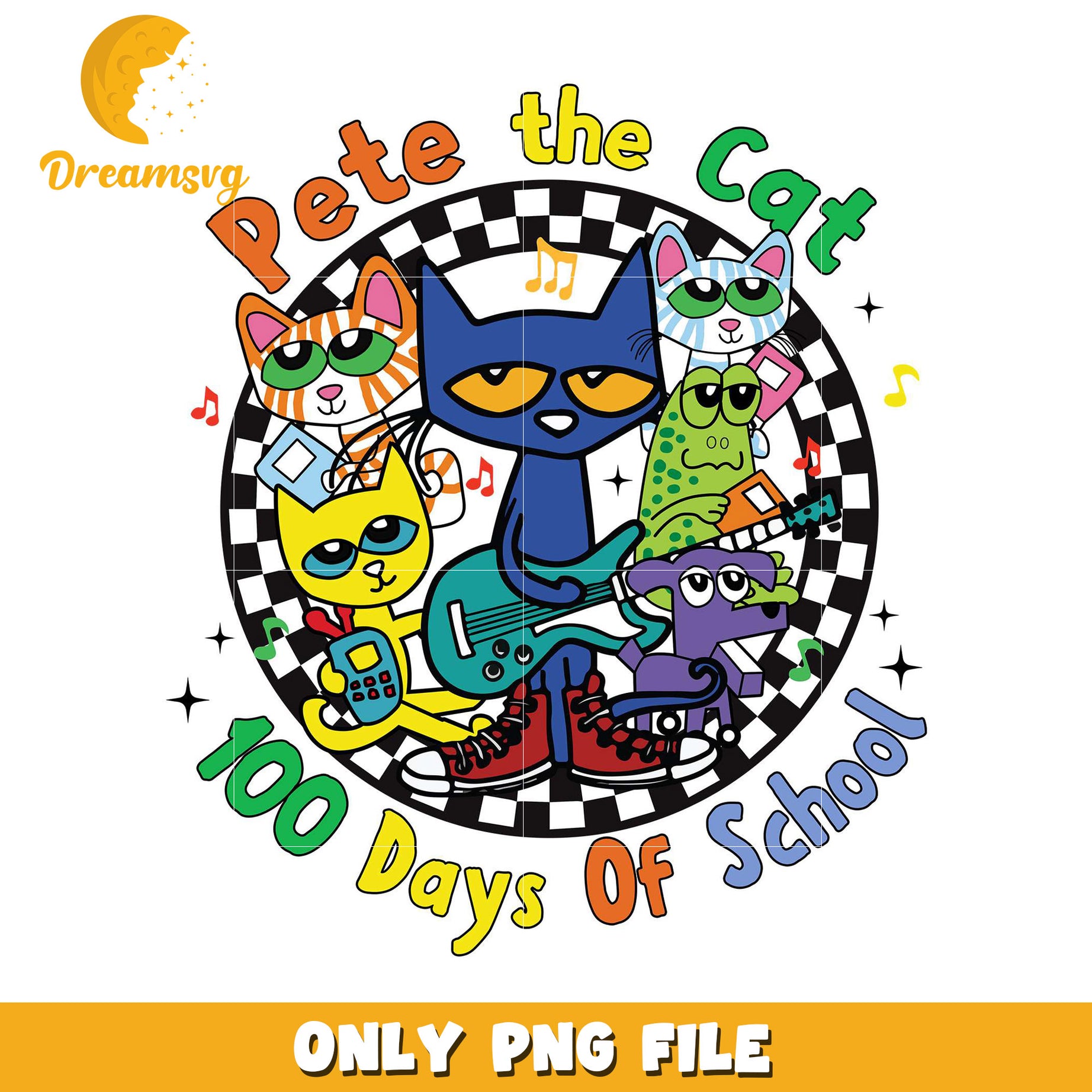 Pete the Cat 100 Days of School PNG Graphic Design