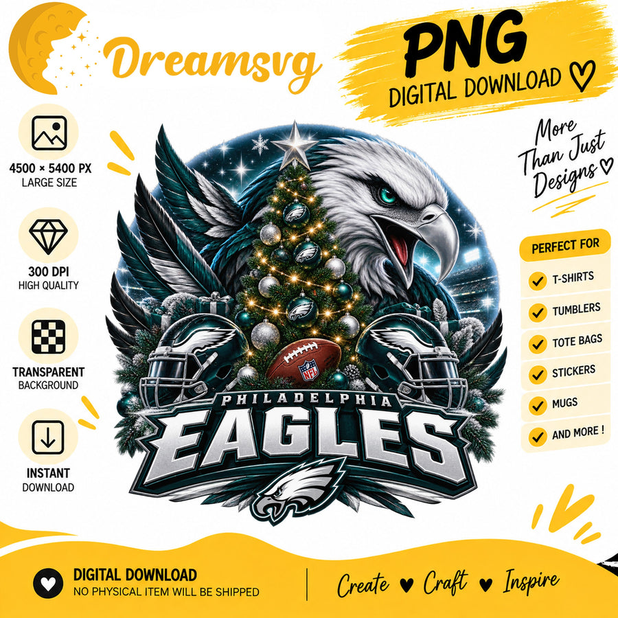 Philadelphia Eagles Christmas PNG, Craft File Design Clipart