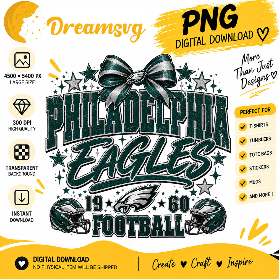 Philadelphia Eagles Coquette Bow NFL Football 1960 PNG