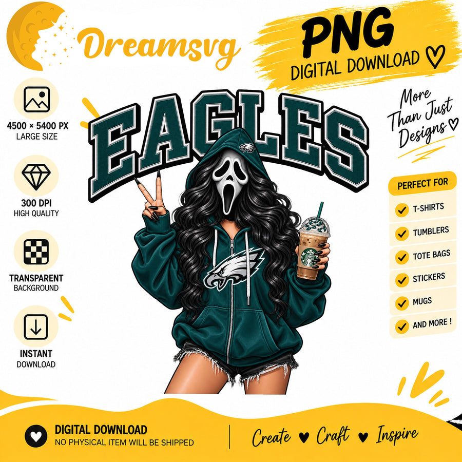Philadelphia Eagles Ghost Face Halloween Football Fan PNG