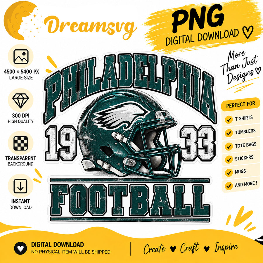 Philadelphia Eagles Vintage Grunge Football Helmet 1933 PNG