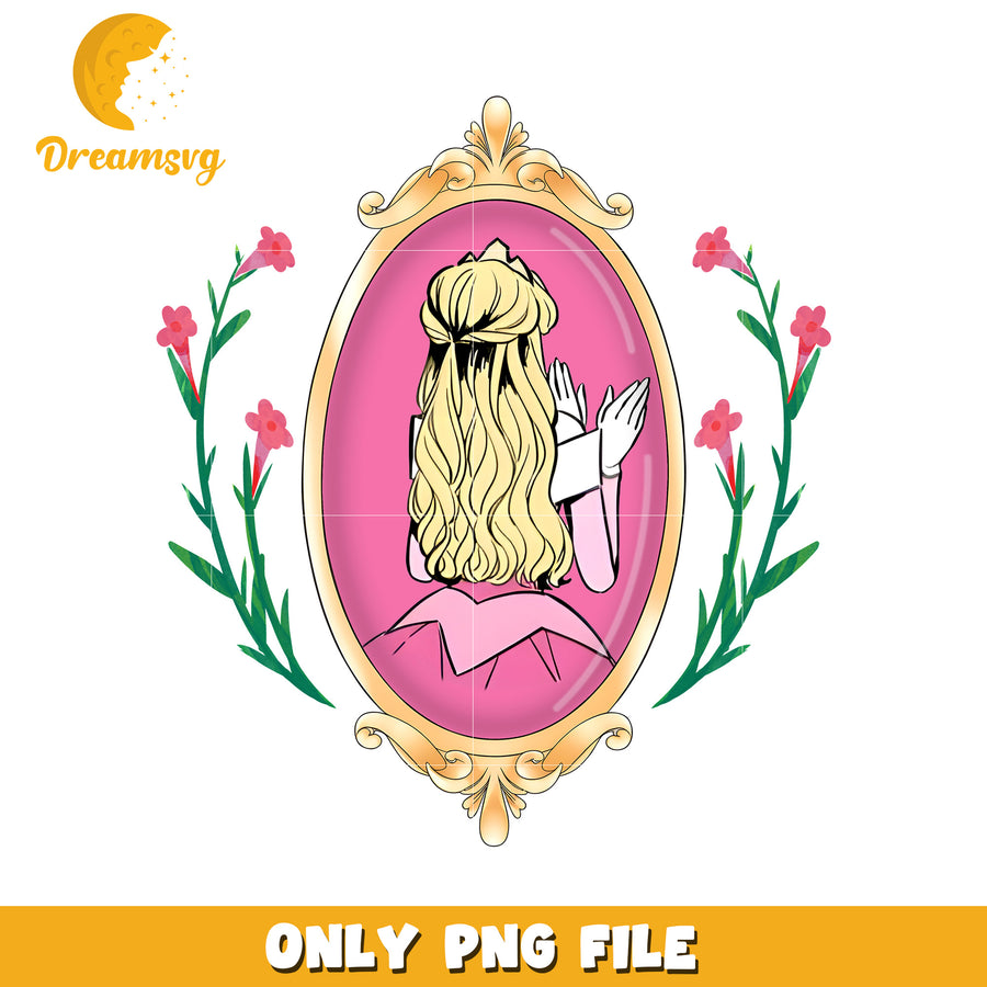 Picture frame bowtie behind princess png, princess toys png, disney png