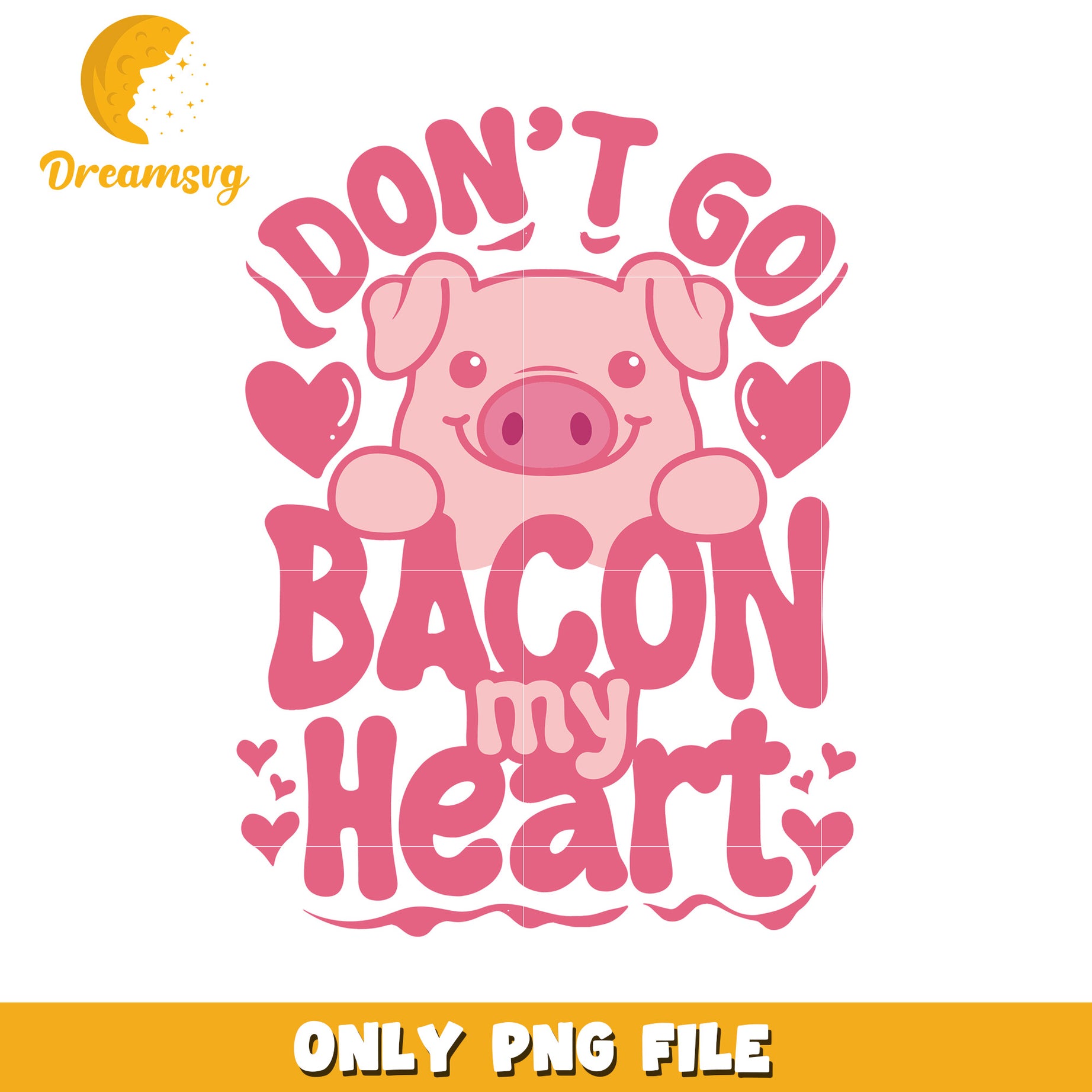 Pig Bacon My Heart PNG Design