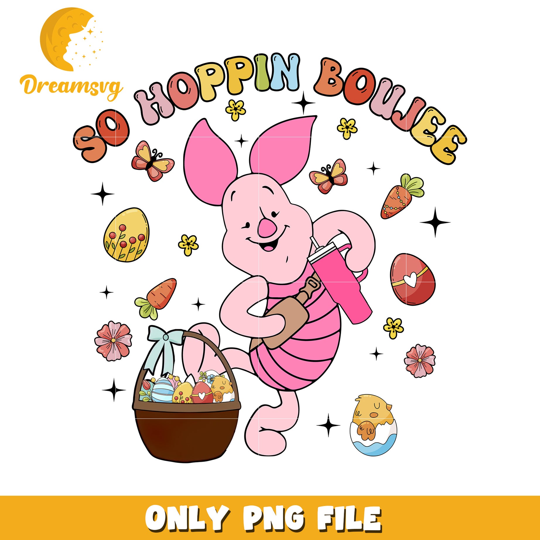 Piglet Easter PNG So Hoppin Boujee Design