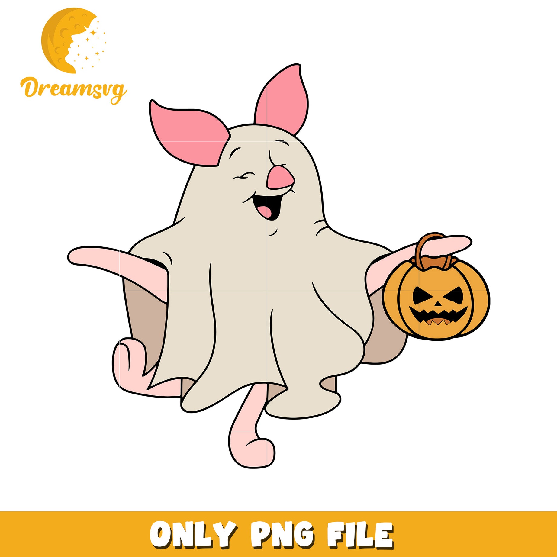 Piglet Ghost Halloween PNG