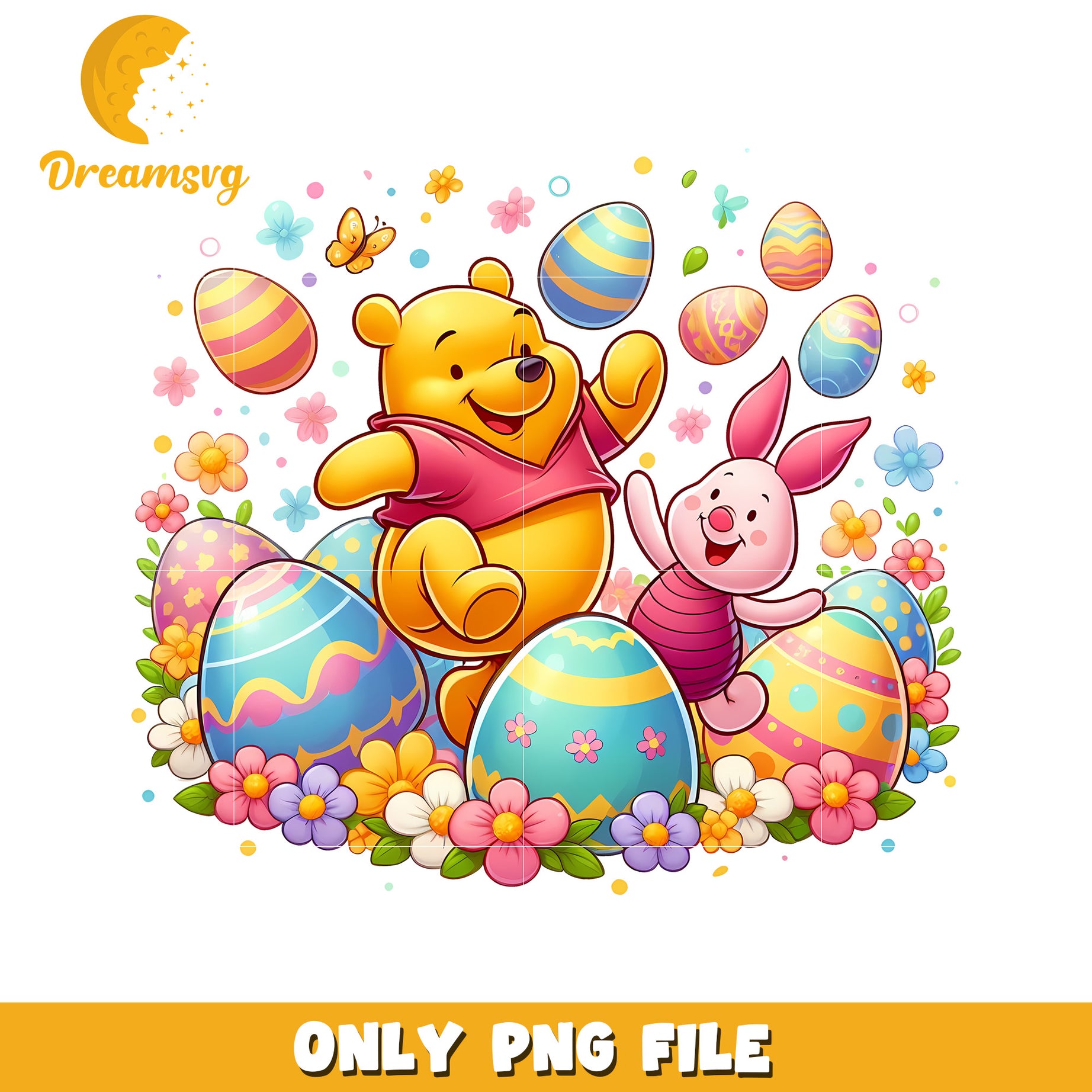 Piglet and pooh character easter eggs png, easter eggs png, disney png