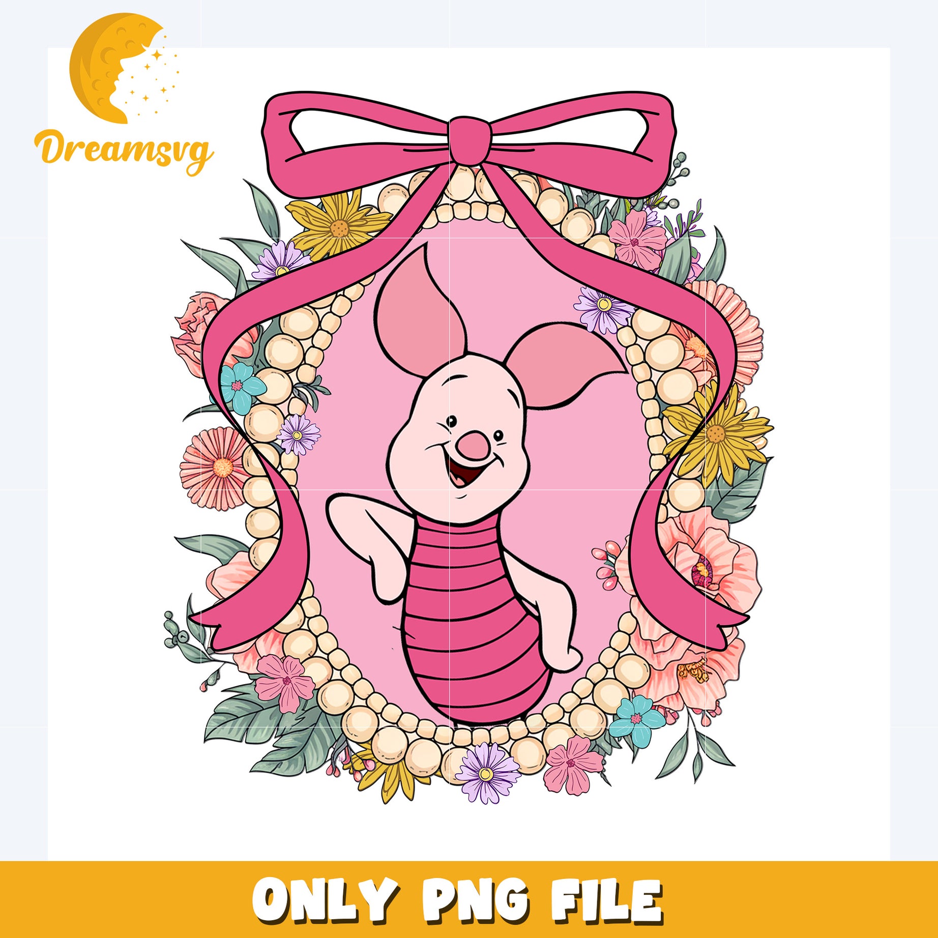 Piglet picture frame design png, disney plus png, disney world png