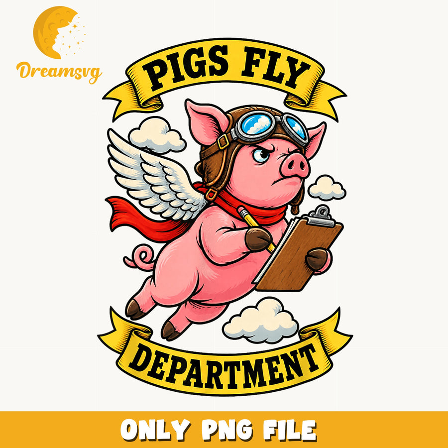 Pigs Fly Department Pilot Pig With Wings PNG, Flying Pig, Animal PNG