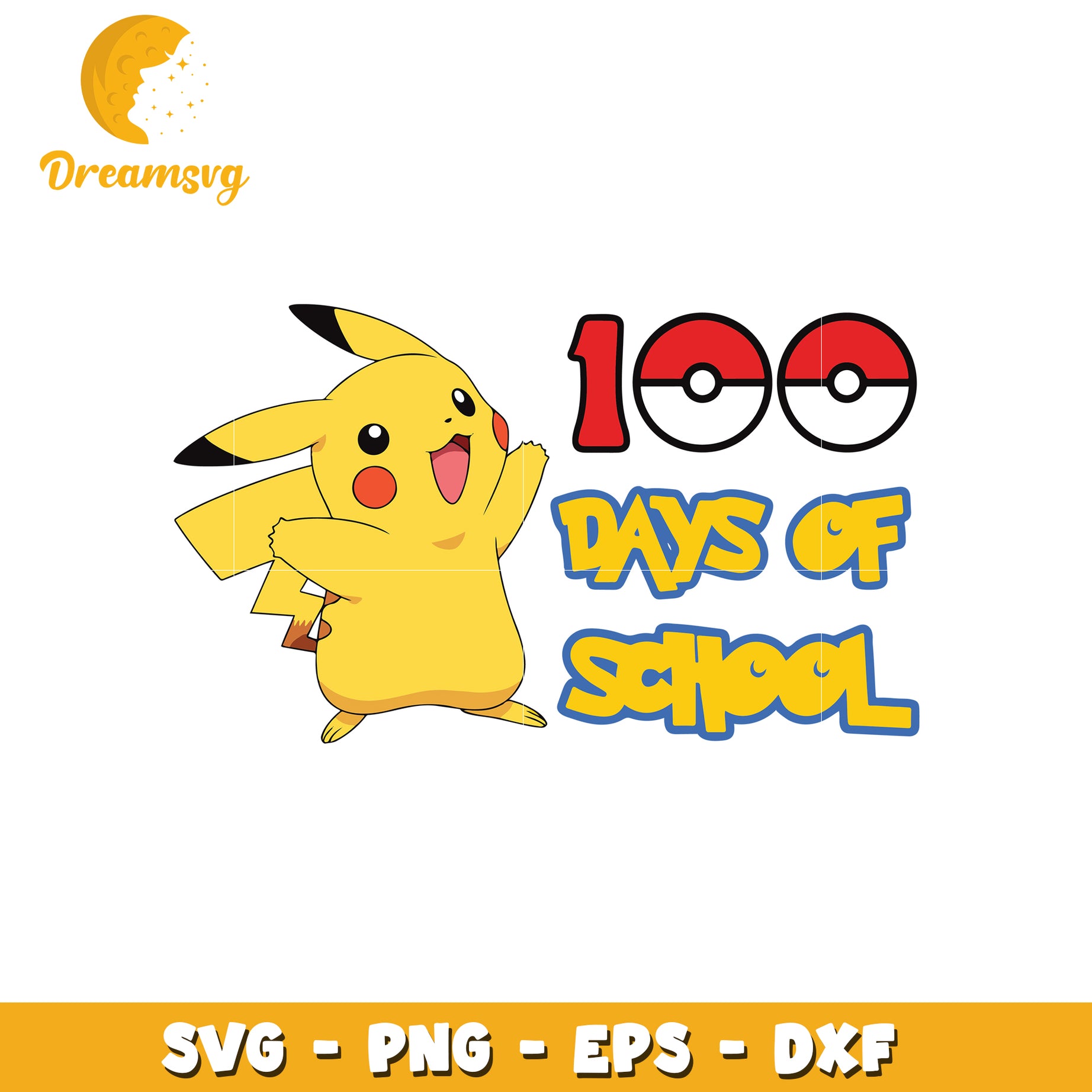 Pikachu 100 Days of School SVG