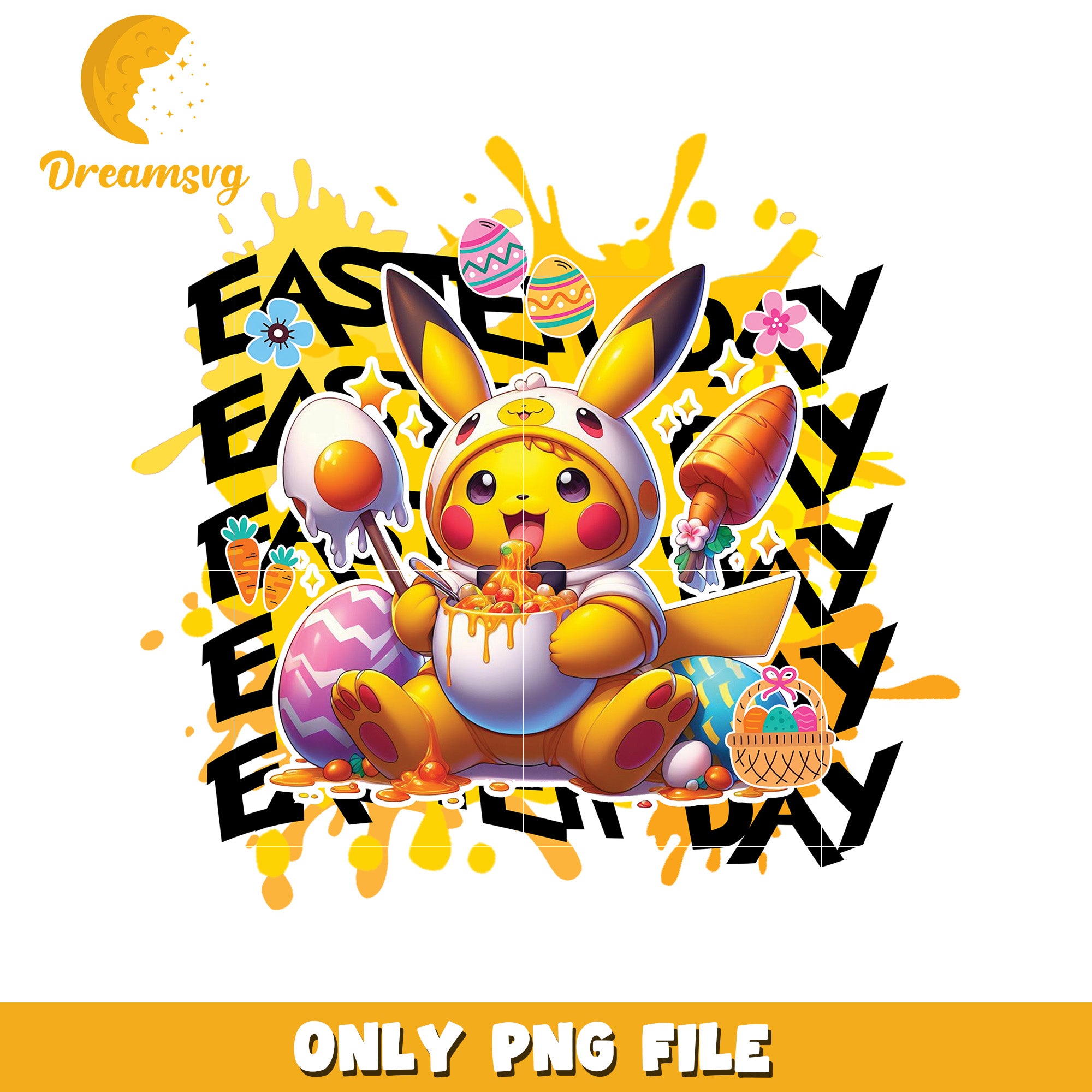 Pikachu Easter Day PNG Cute Bunny Design