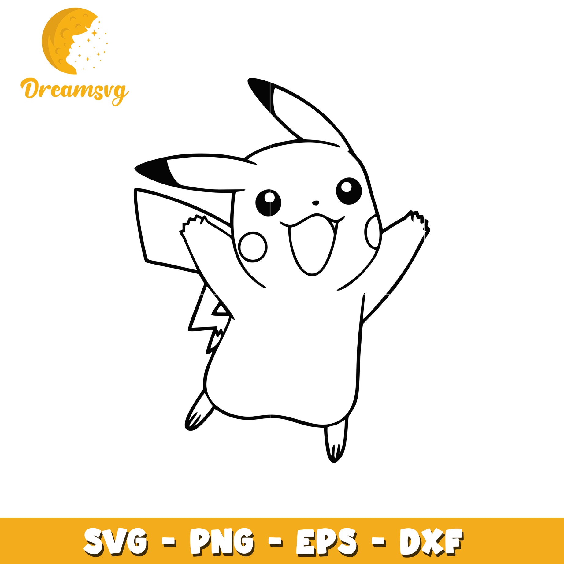 Pikachu SVG Cut File PNG, EPS, DXF