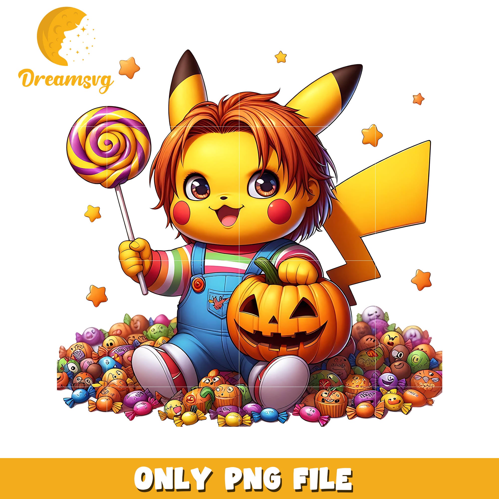 Pikachu halloween Chucky doll png, Halloween Pikachu character png
