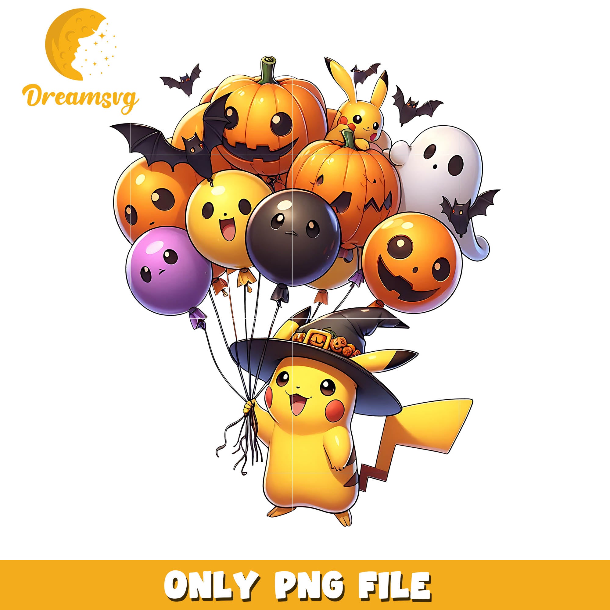 Pikachu halloween balloon png, Halloween Pikachu character png