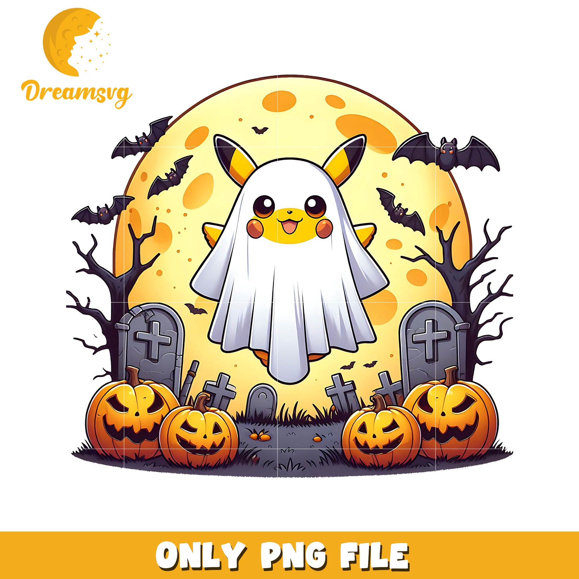 Pikachu halloween flying ghost png, Halloween Pikachu character png DreamSVG Store