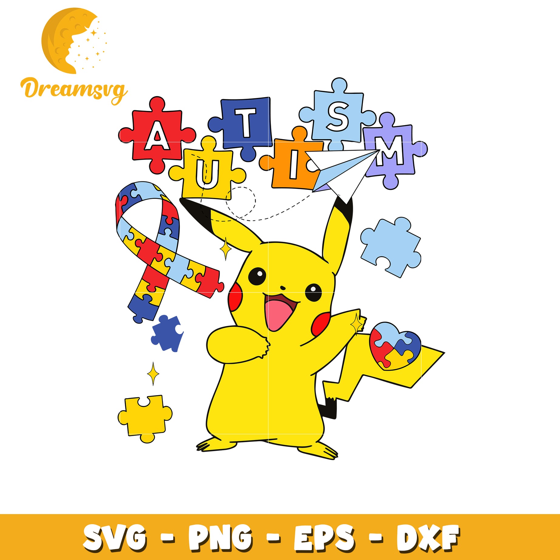 Pikachu autism awareness ribbon svg, autism awareness svg