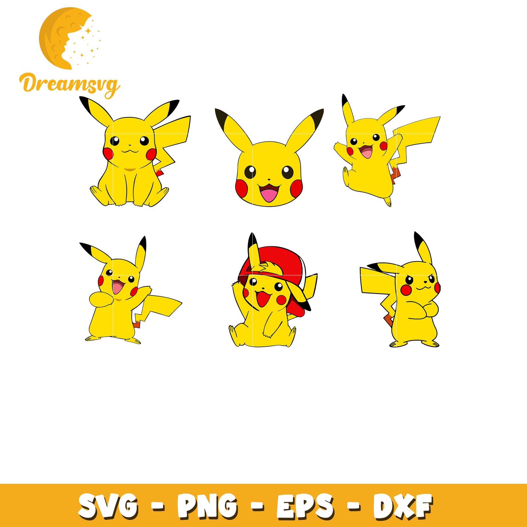 Pikachu character cute pokemon bundle svg, pokemon pikachu svg