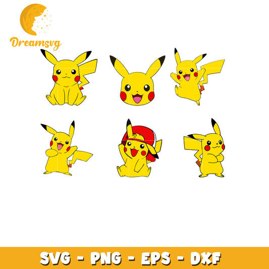Pikachu character cute pokemon bundle svg, pokemon pikachu svg