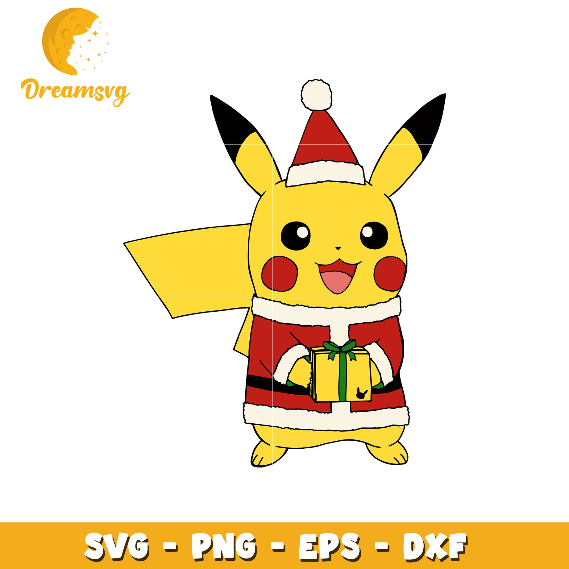 Pikachu character christmas present svg, pikachu svg, pokemon svg