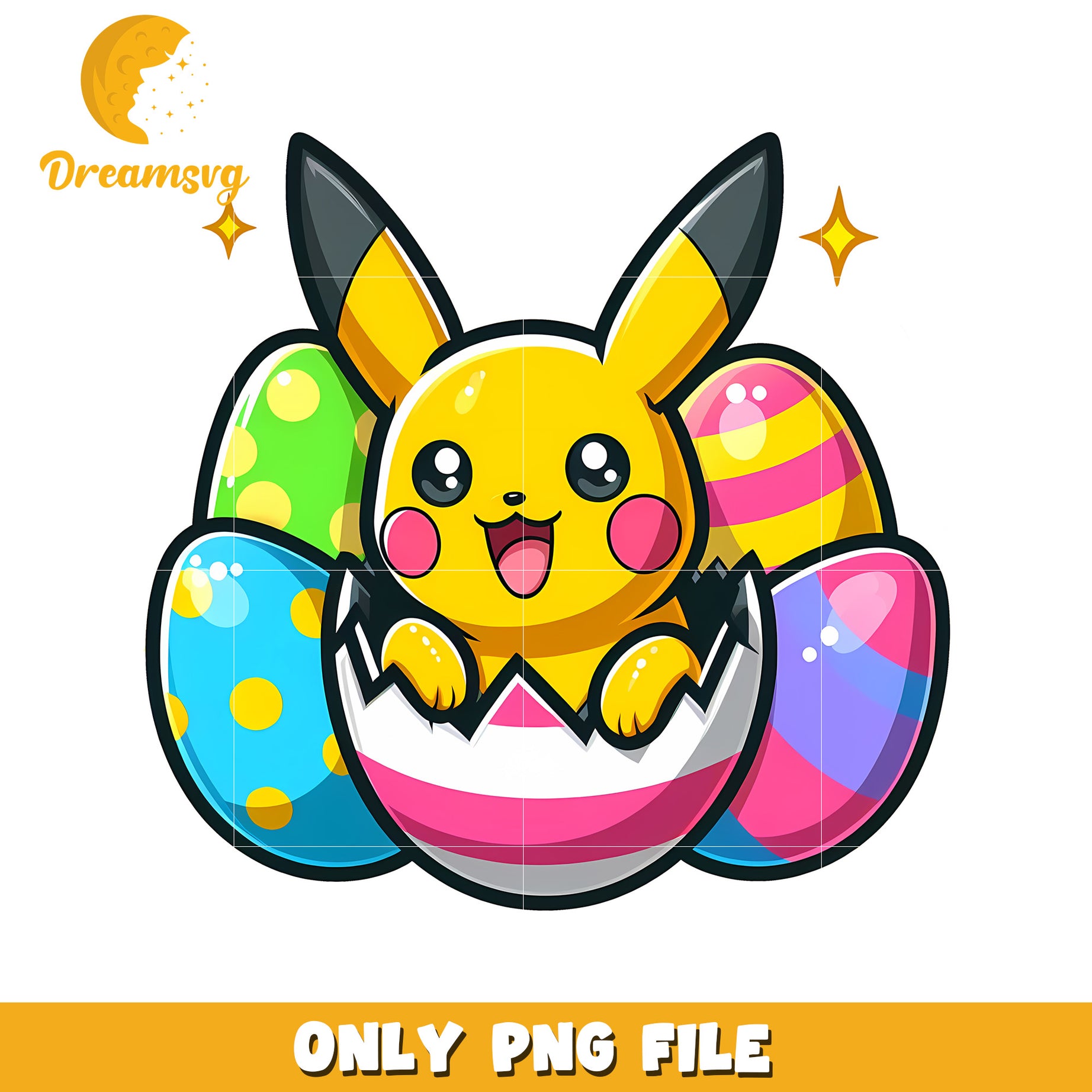 Pikachu character easter day png, easter eggs png, pokemon png