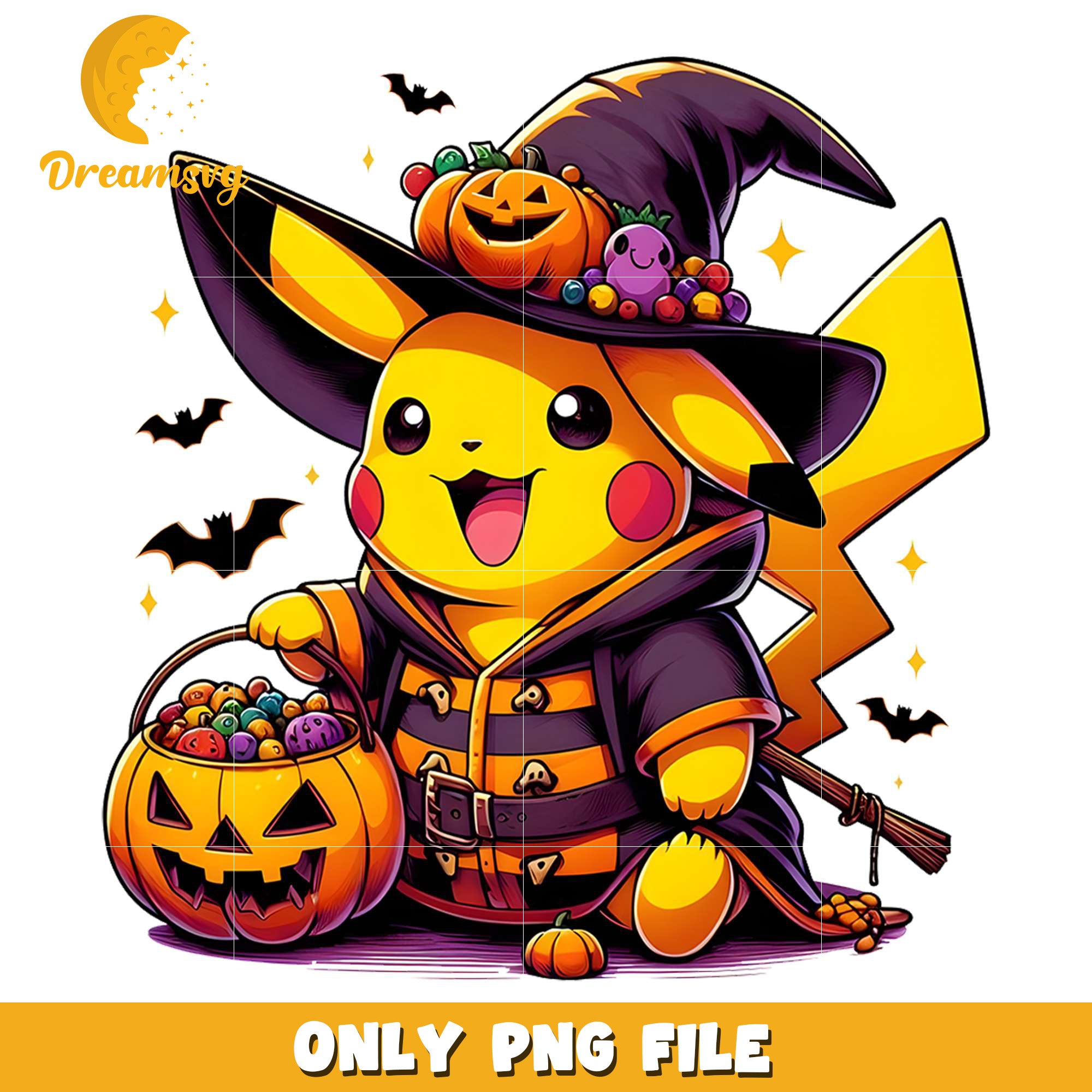 Pikachu witch png, halloween​​​​ decor png, halloween wallpaper​ png