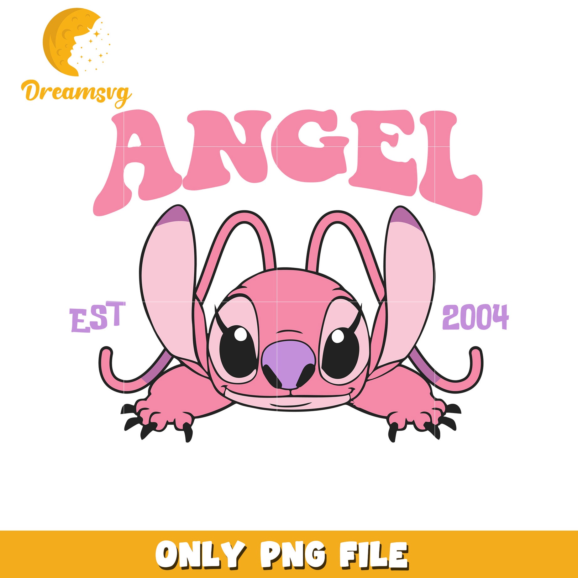 Pink Angel Stitch PNG, Est 2004, Cute Design
