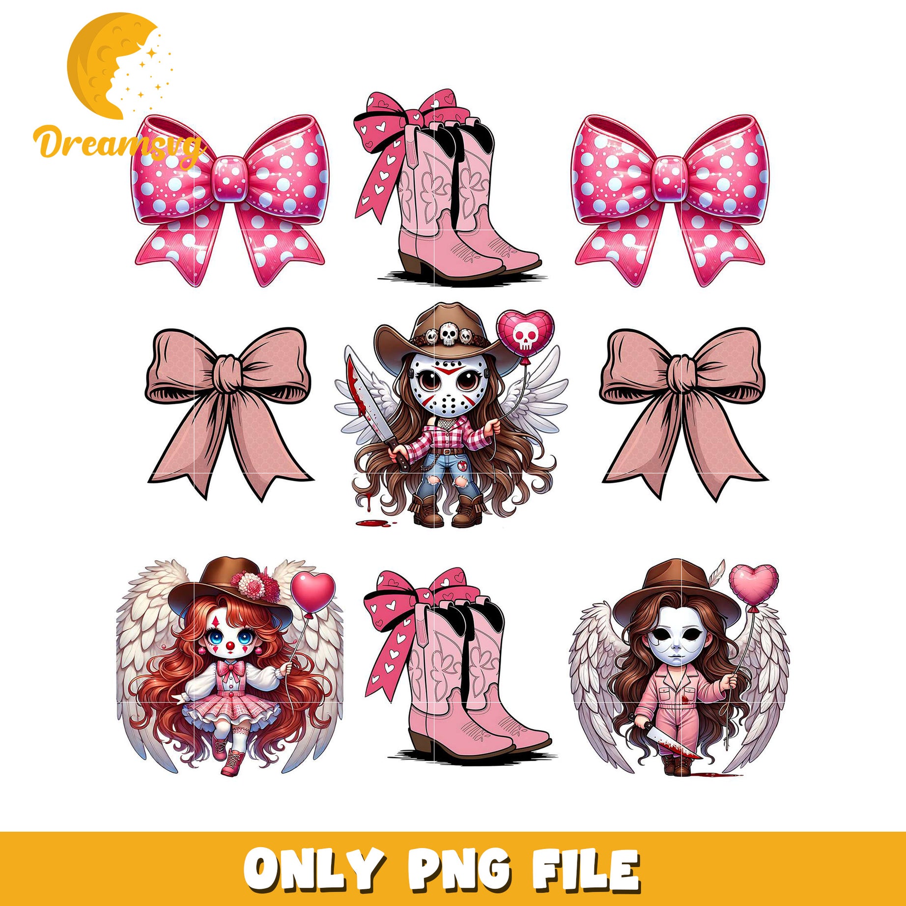 Pink Bow Angel Girl PNG Sublimation