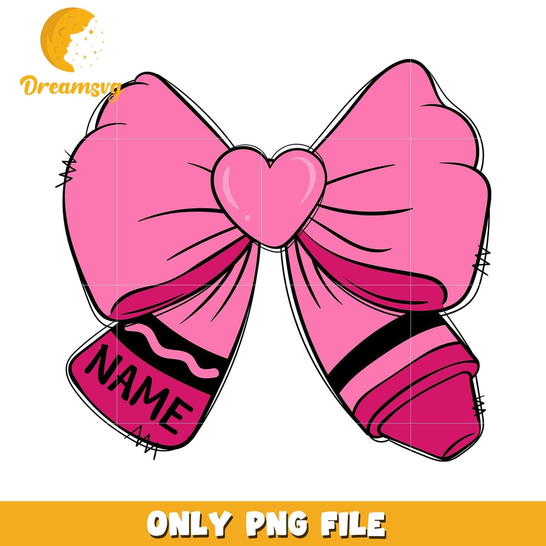 Pink Bow Crayon PNG Clipart