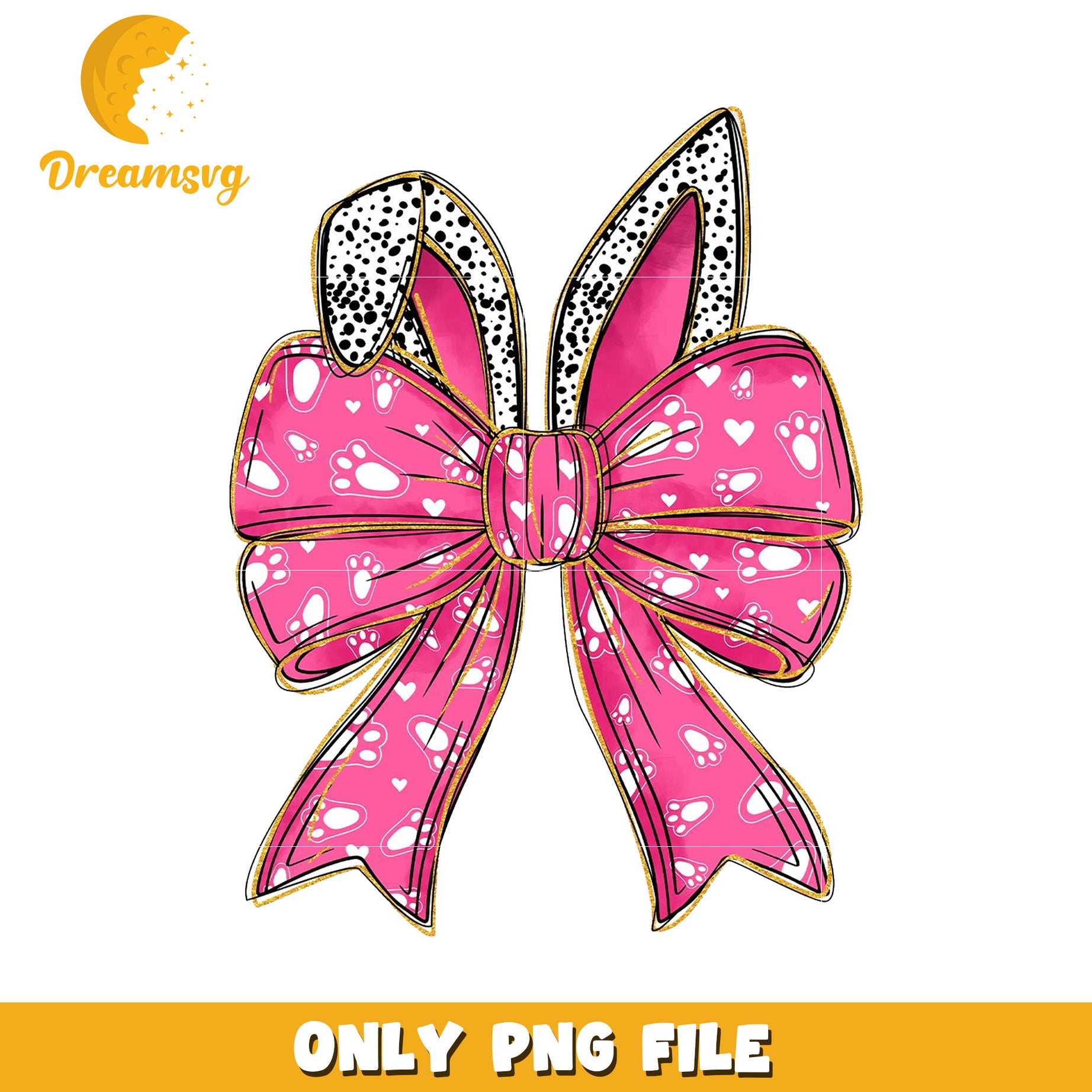Pink Bunny Bow PNG Easter Clipart
