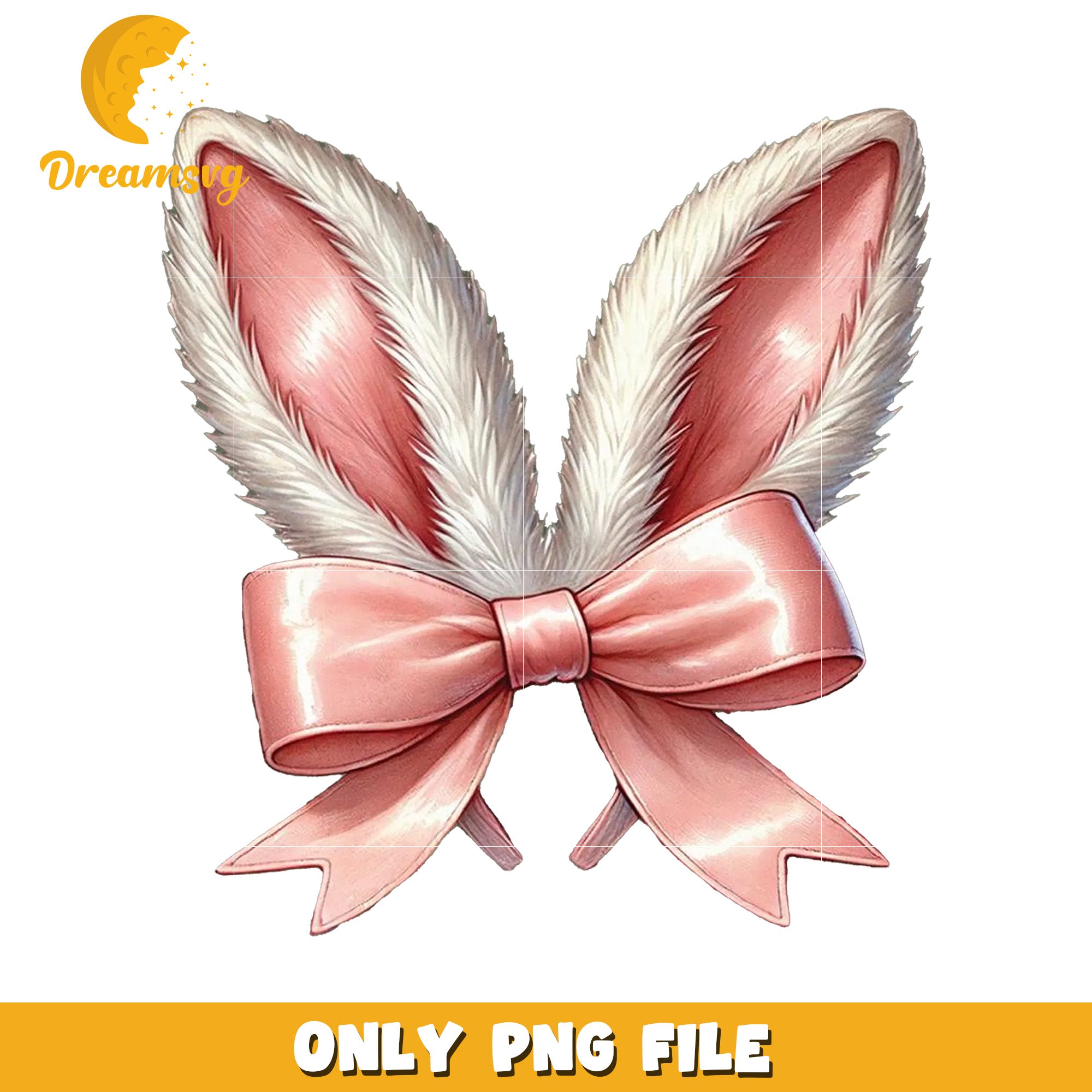 Pink Bunny Ears with Bow PNG Image