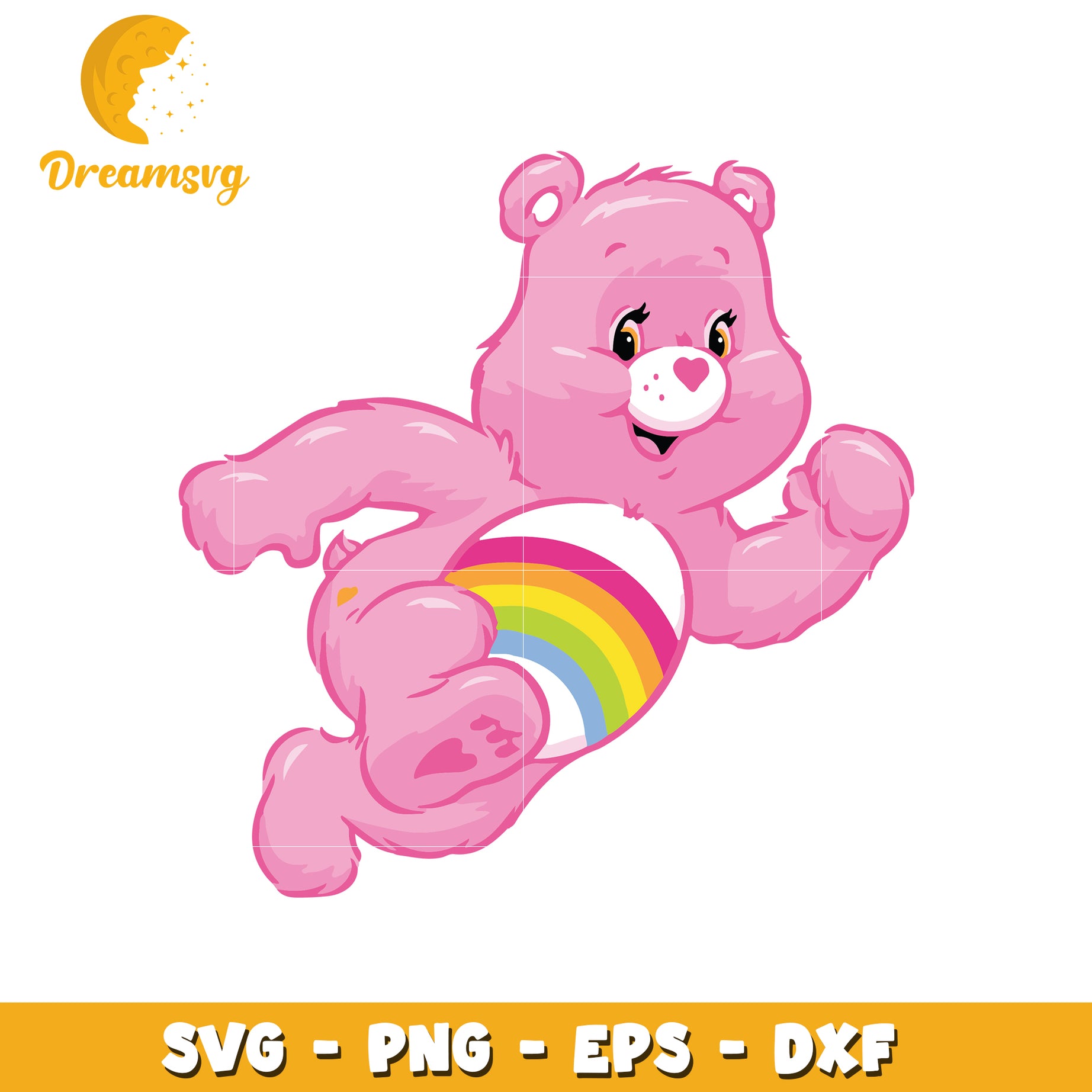 Pink Care Bear Rainbow SVG PNG EPS DXF